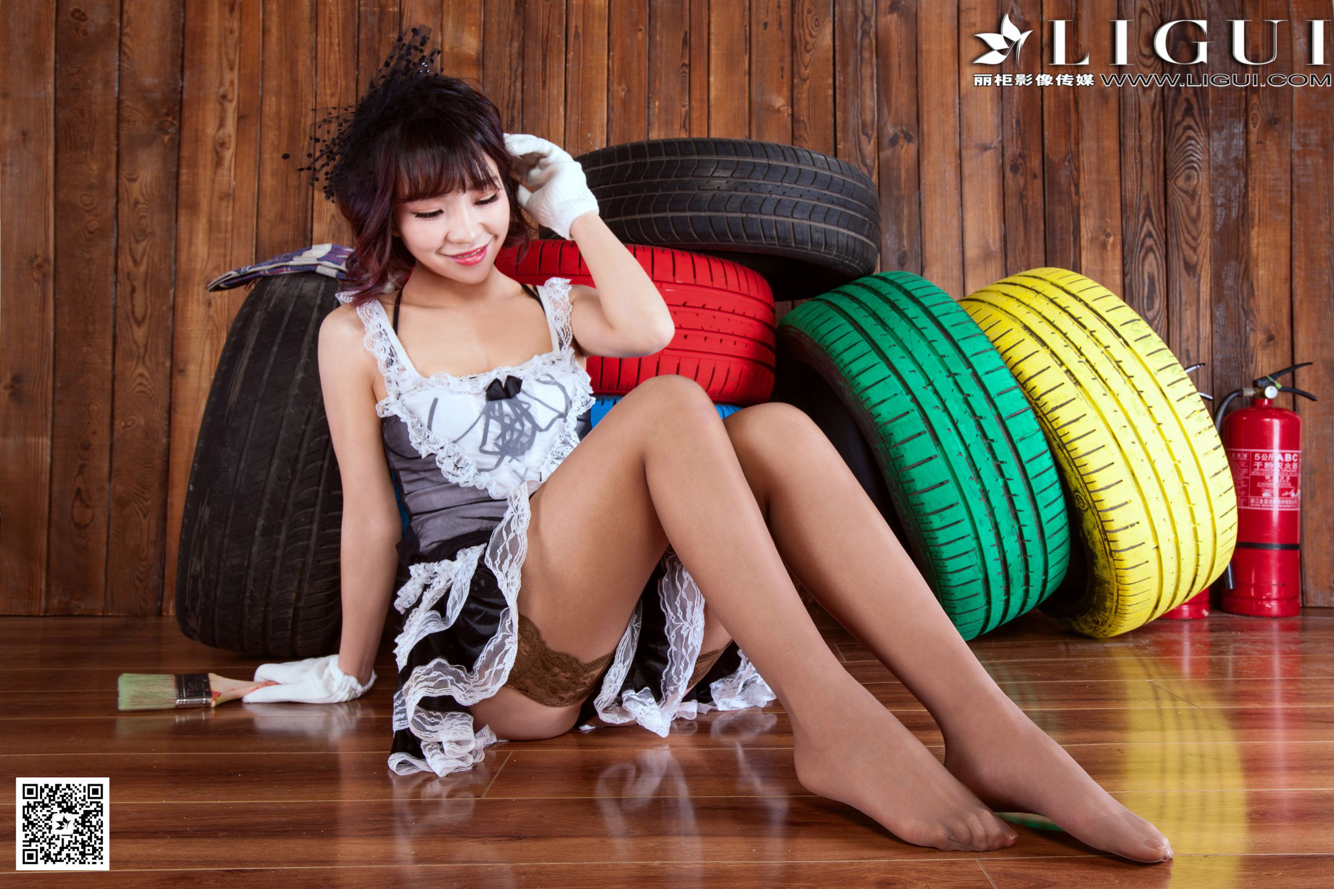 Model ALAN《灰丝蕾丝女仆》上下全集   美腿玉足写真图片-图36