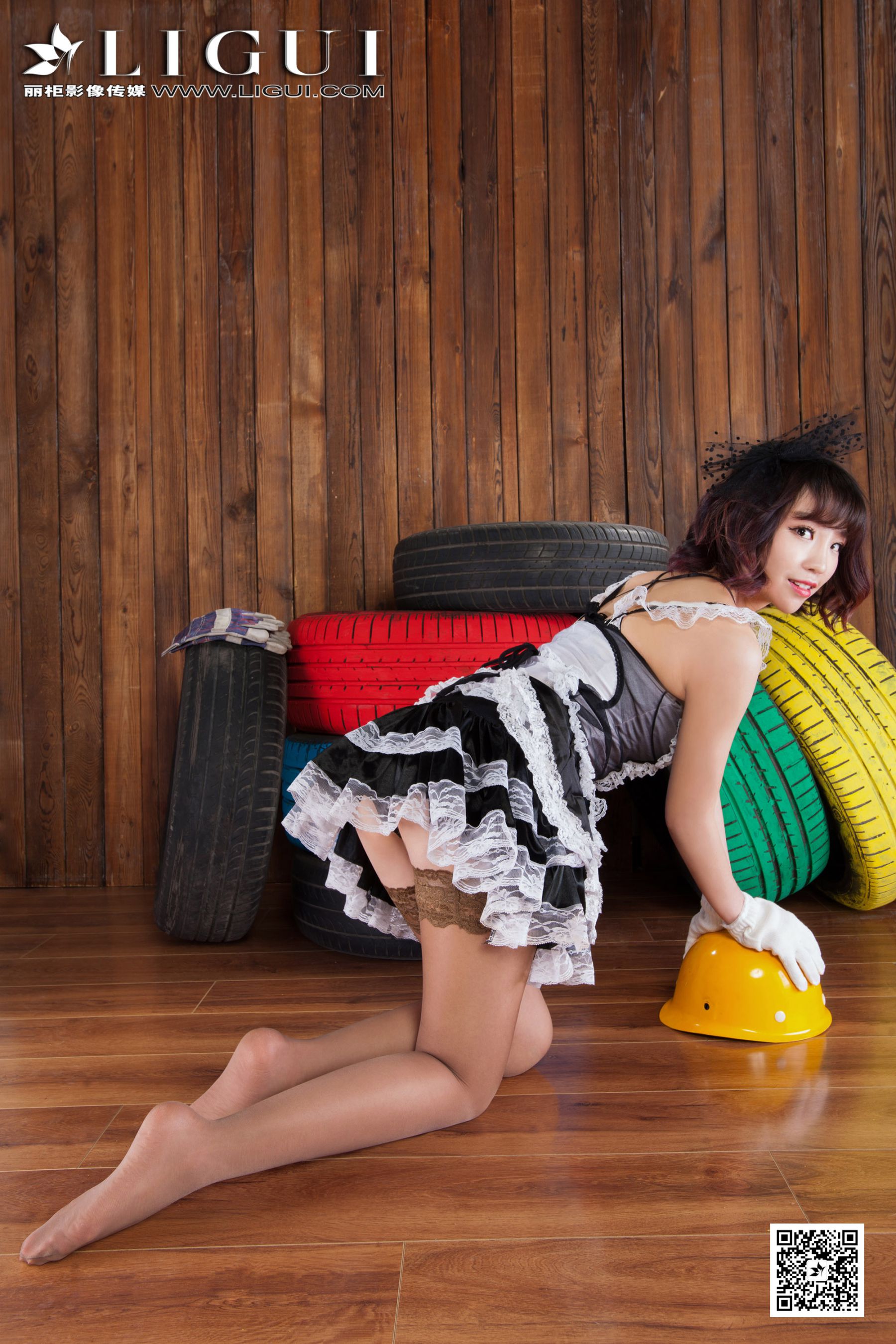 Model ALAN《灰丝蕾丝女仆》上下全集   美腿玉足写真图片-图41