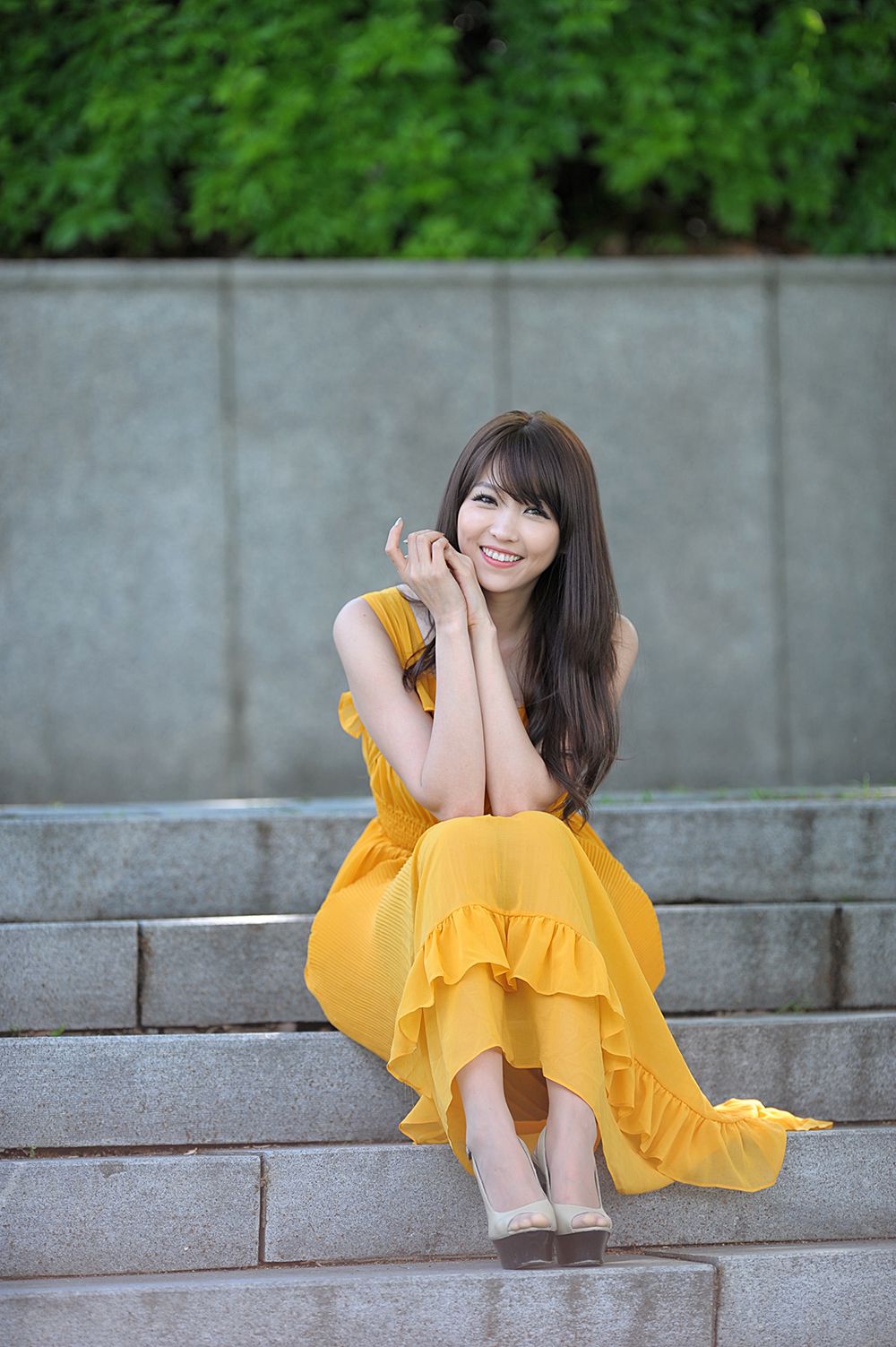 李二慧《外拍气质黄色长裙系列》-图19