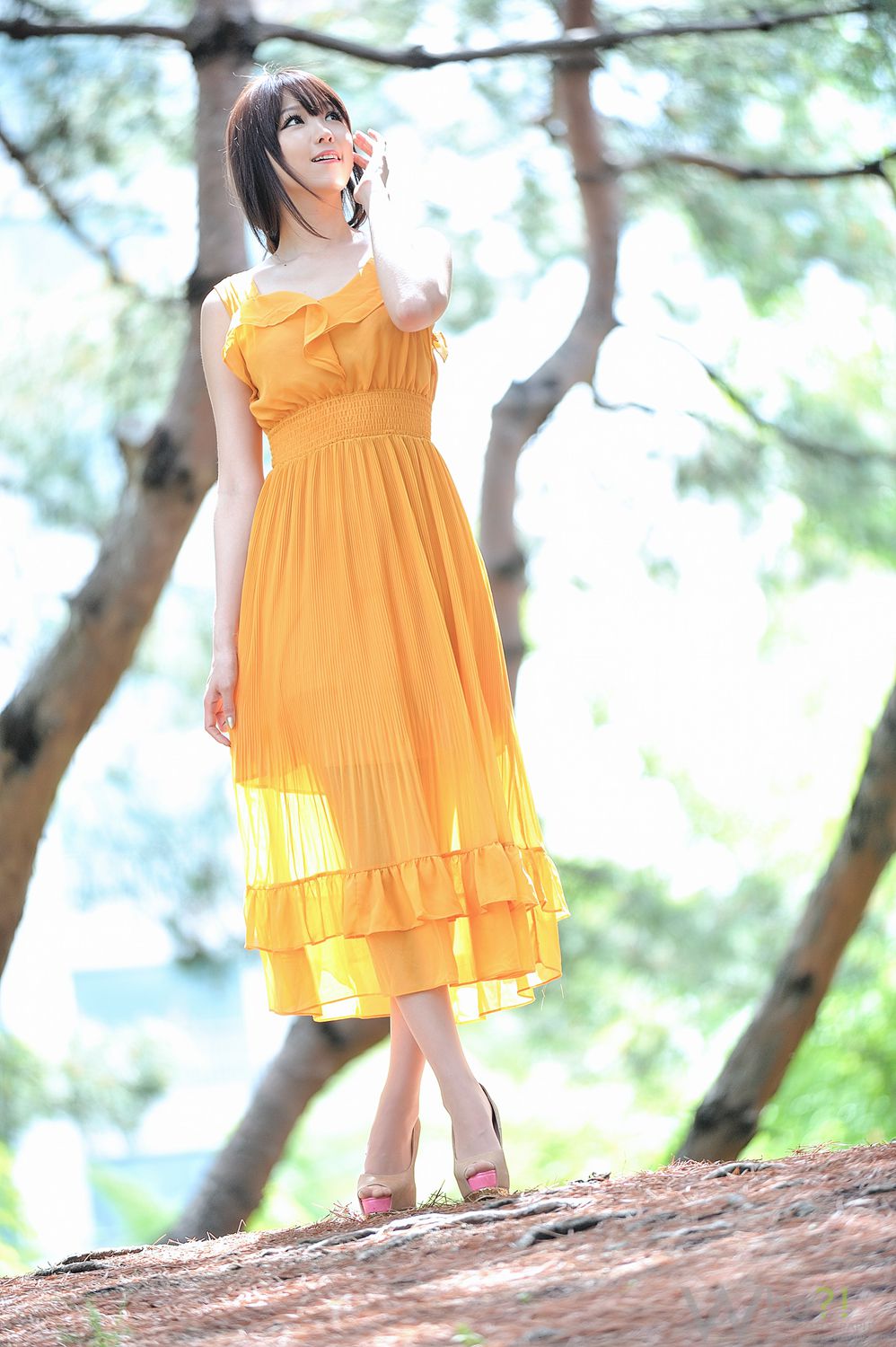 李二慧《外拍气质黄色长裙系列》-图36