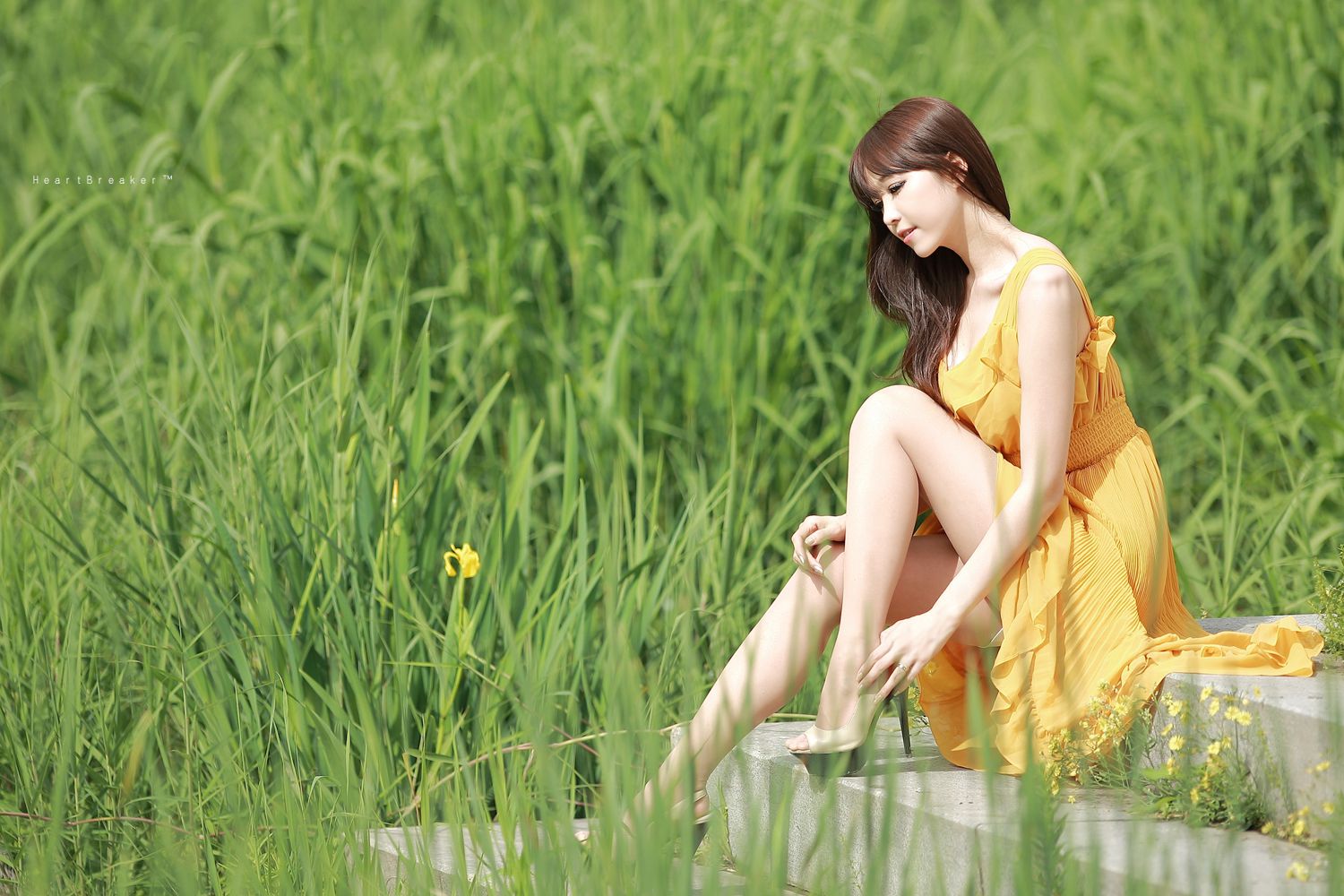 李二慧《外拍气质黄色长裙系列》-图4