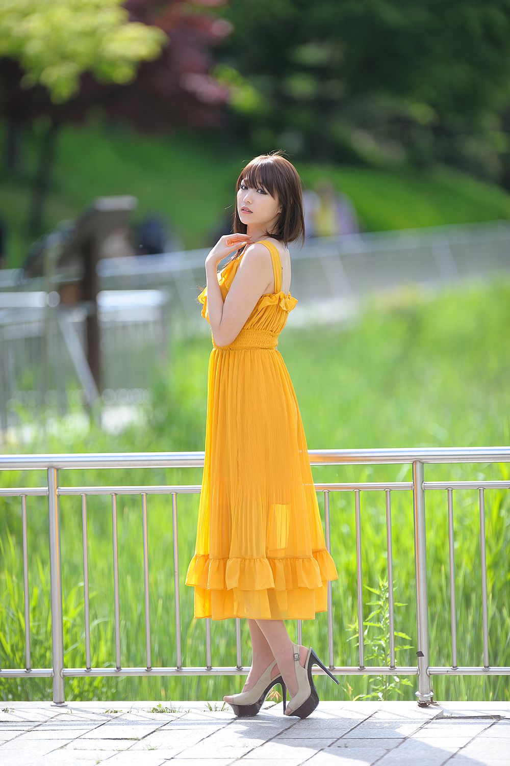 李二慧《外拍气质黄色长裙系列》-图6