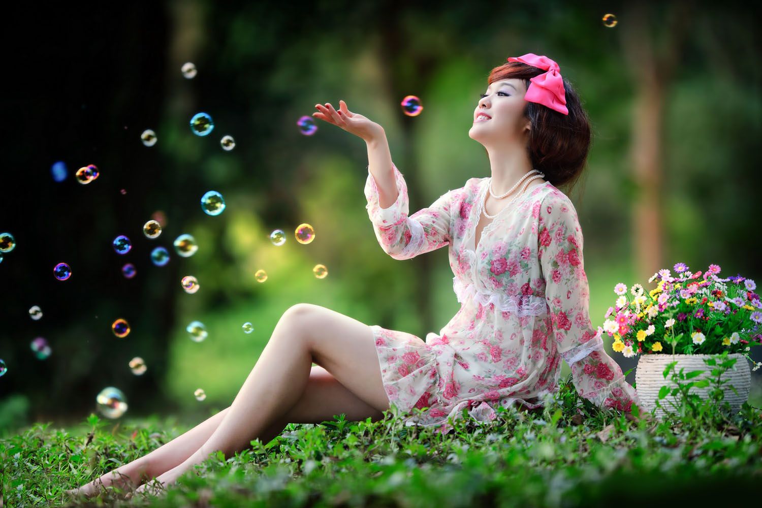 台湾妹子尹芝《唯美花色连衣裙外拍》-图10