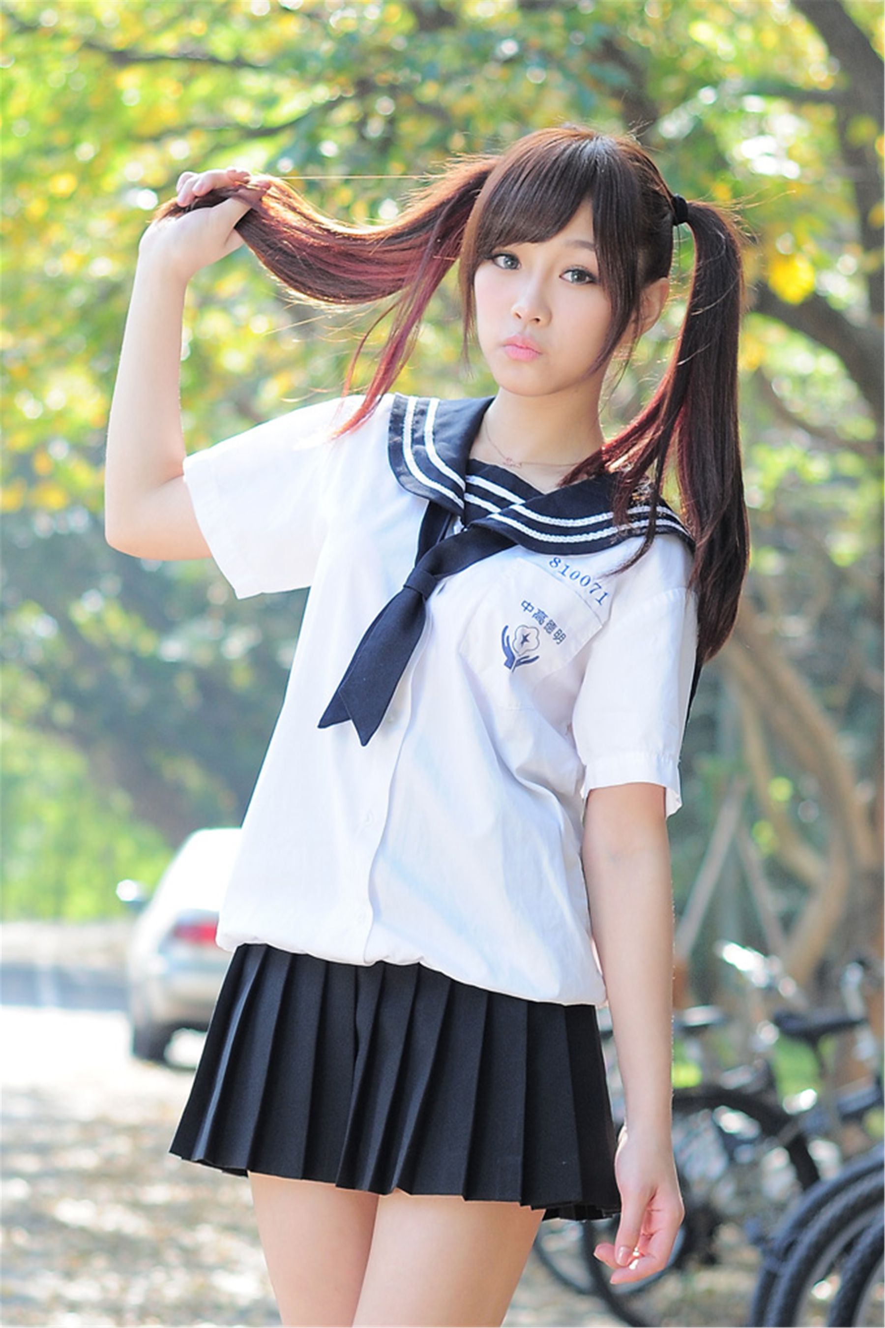 台湾明德高中校花涼涼《校园街拍》-图3