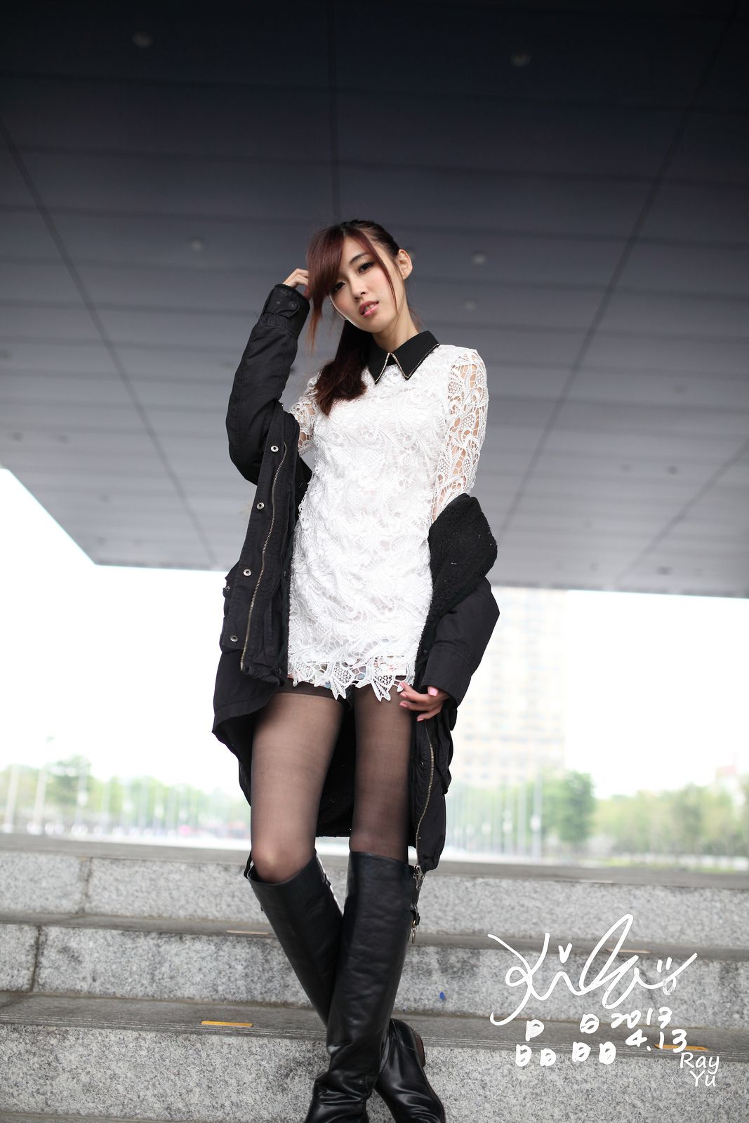 Kila晶晶/廖挺伶《2套黑丝街拍图片》-图38