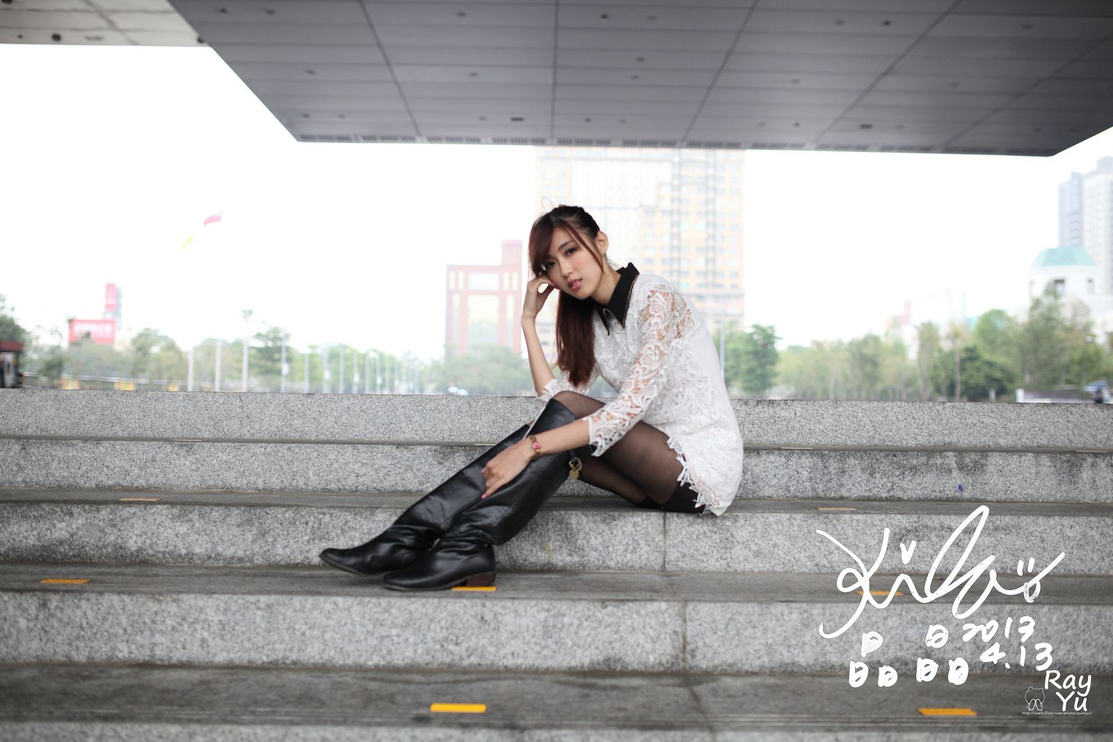 Kila晶晶/廖挺伶《2套黑丝街拍图片》-图7
