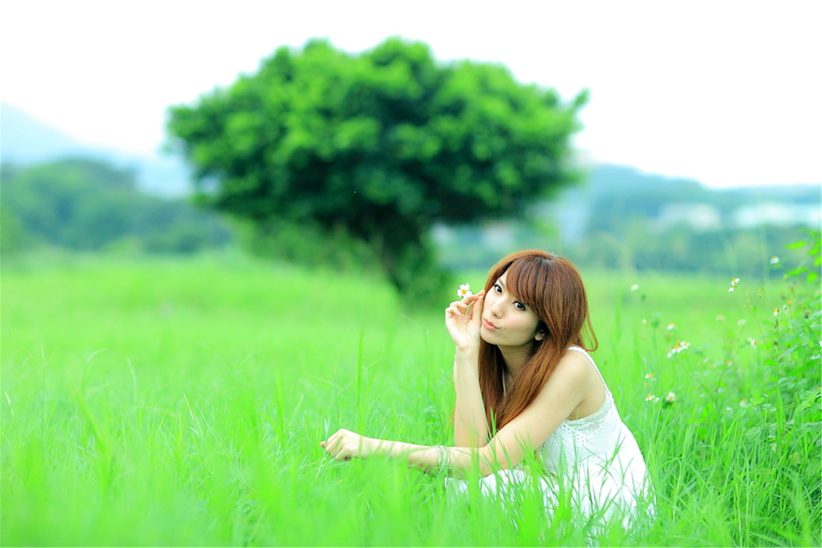 台湾正妹小静《农场初夏田园风光》唯美白裙系列-图105