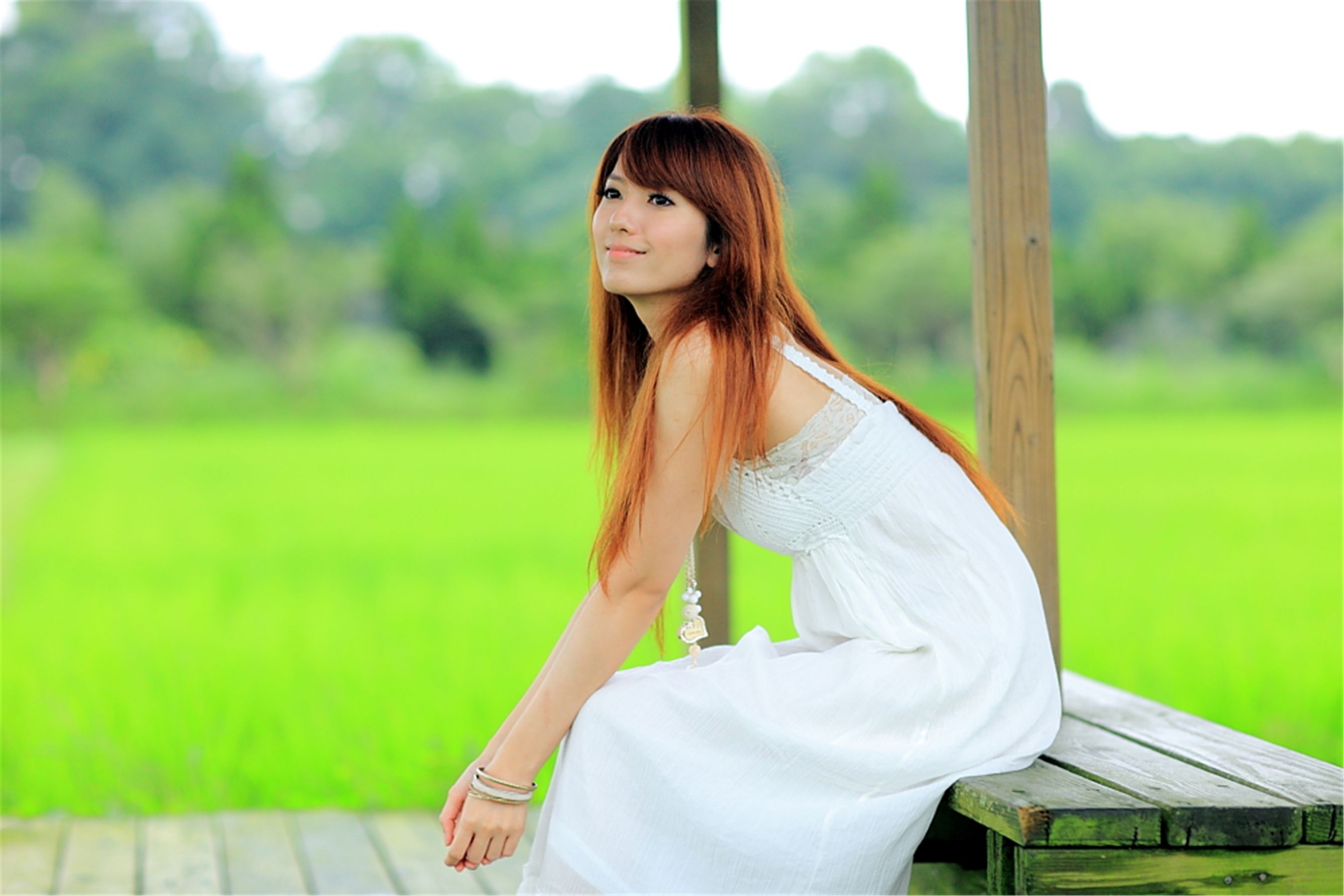 台湾正妹小静《农场初夏田园风光》唯美白裙系列-图15