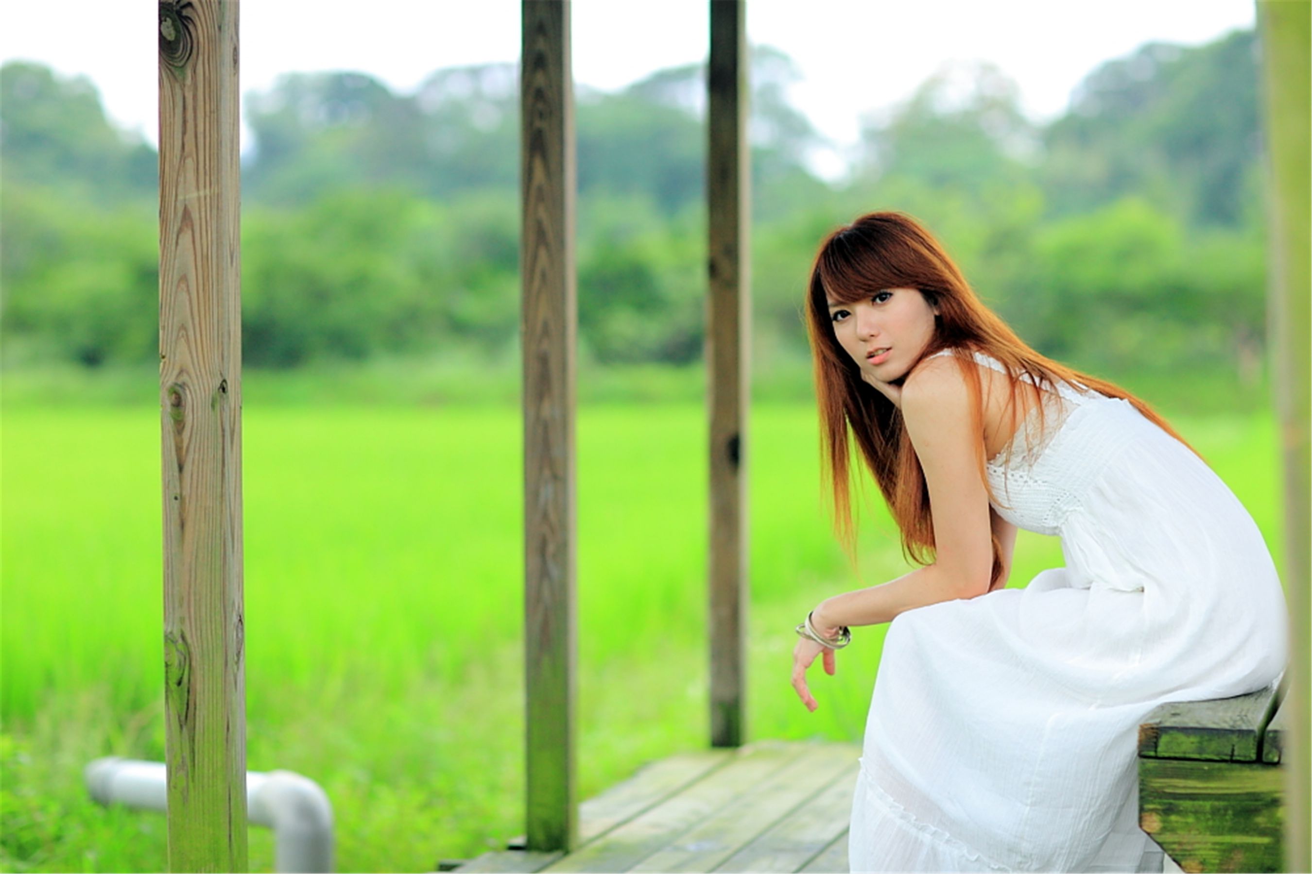台湾正妹小静《农场初夏田园风光》唯美白裙系列-图16