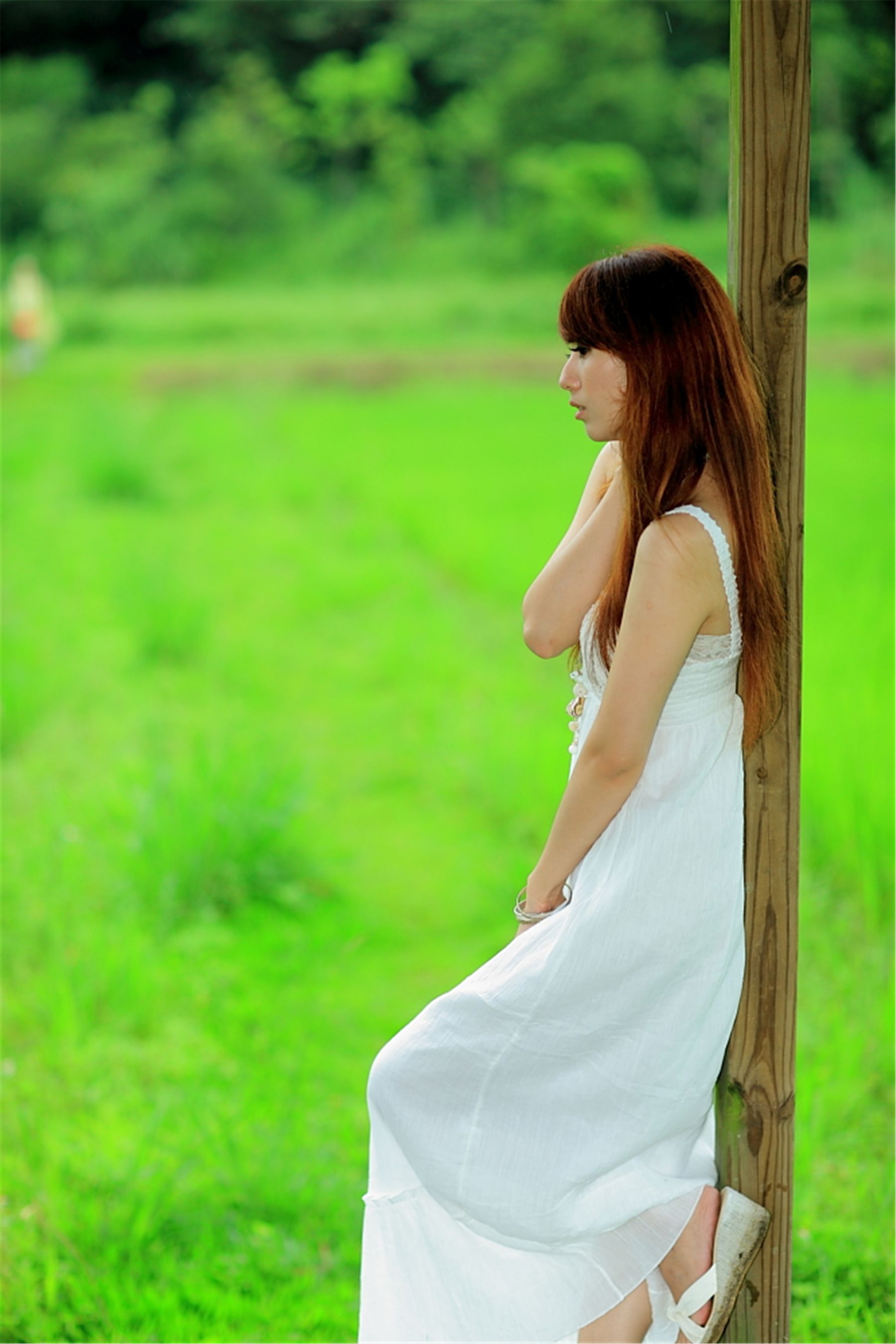 台湾正妹小静《农场初夏田园风光》唯美白裙系列-图23