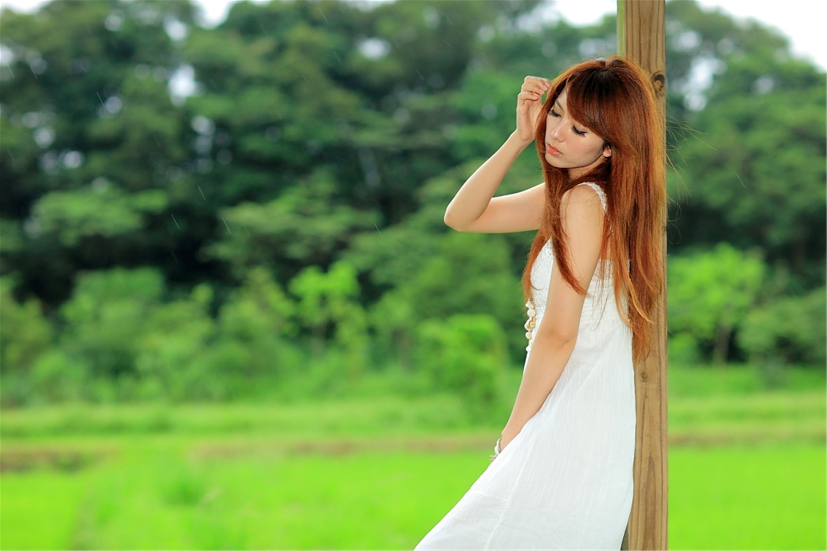 台湾正妹小静《农场初夏田园风光》唯美白裙系列-图25