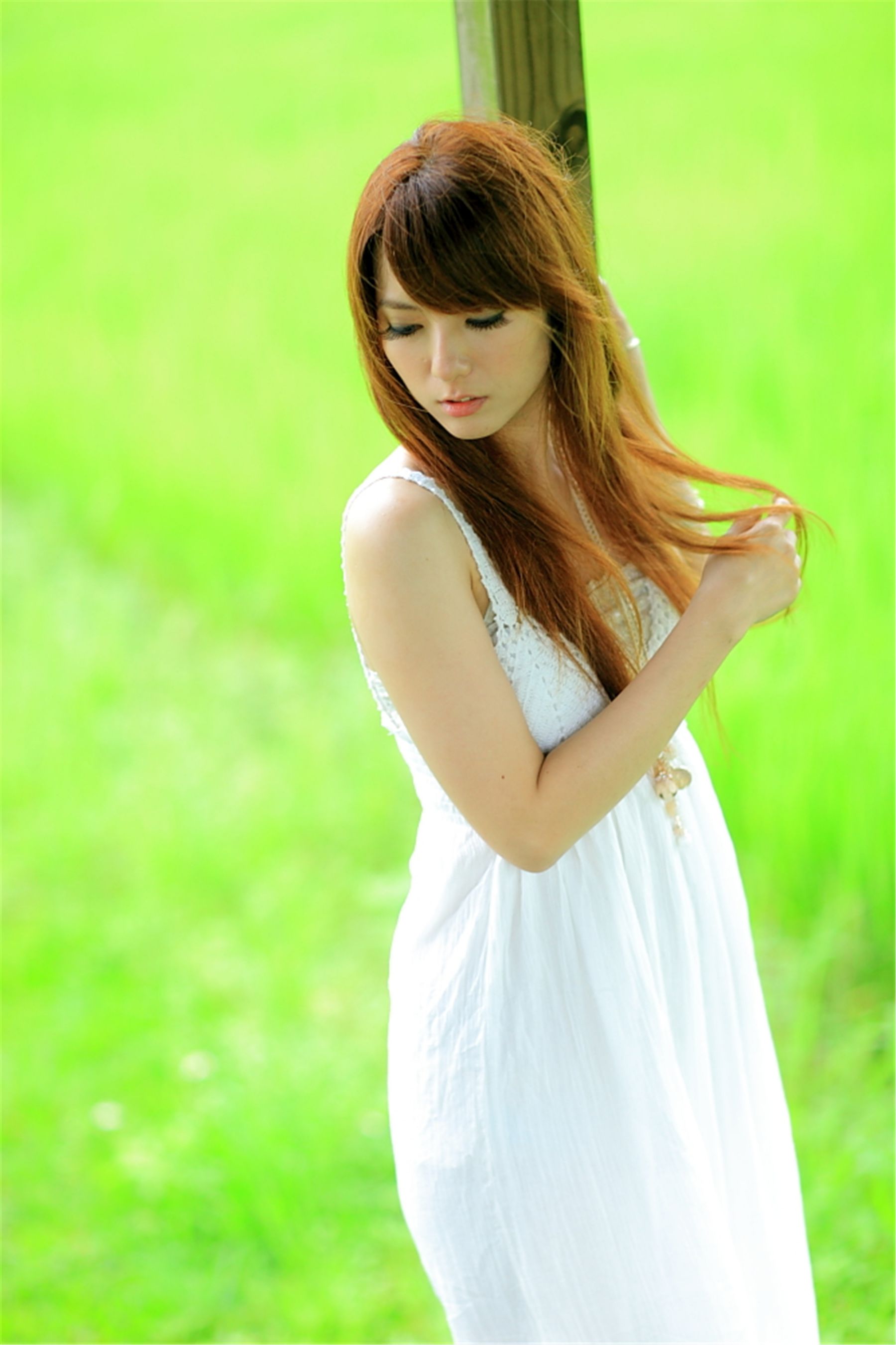 台湾正妹小静《农场初夏田园风光》唯美白裙系列-图29