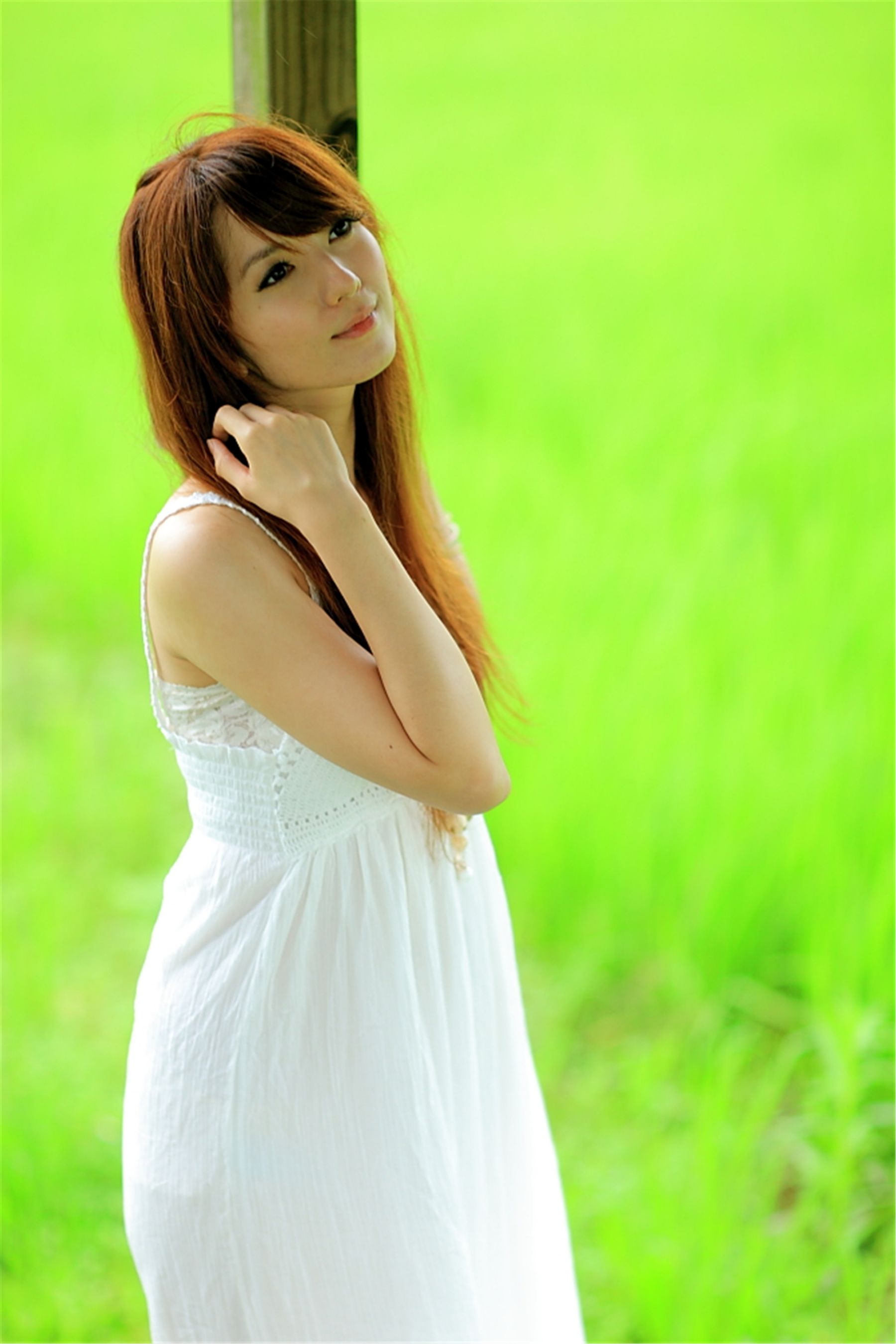 台湾正妹小静《农场初夏田园风光》唯美白裙系列-图32