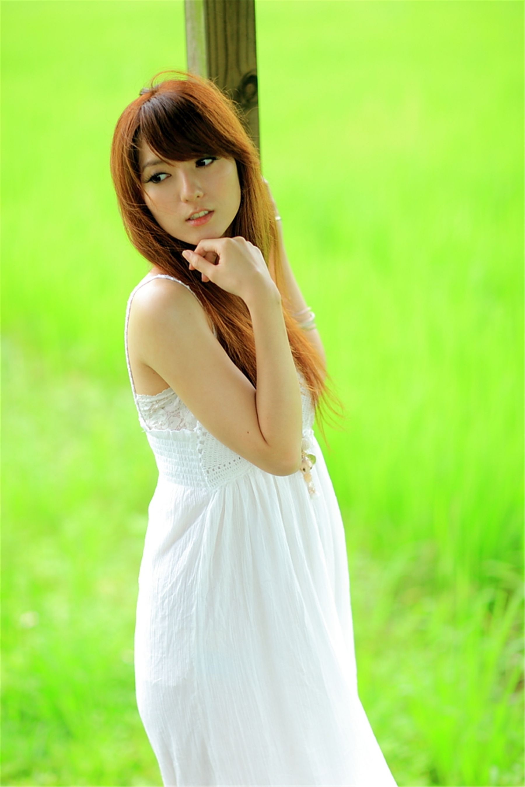 台湾正妹小静《农场初夏田园风光》唯美白裙系列-图33