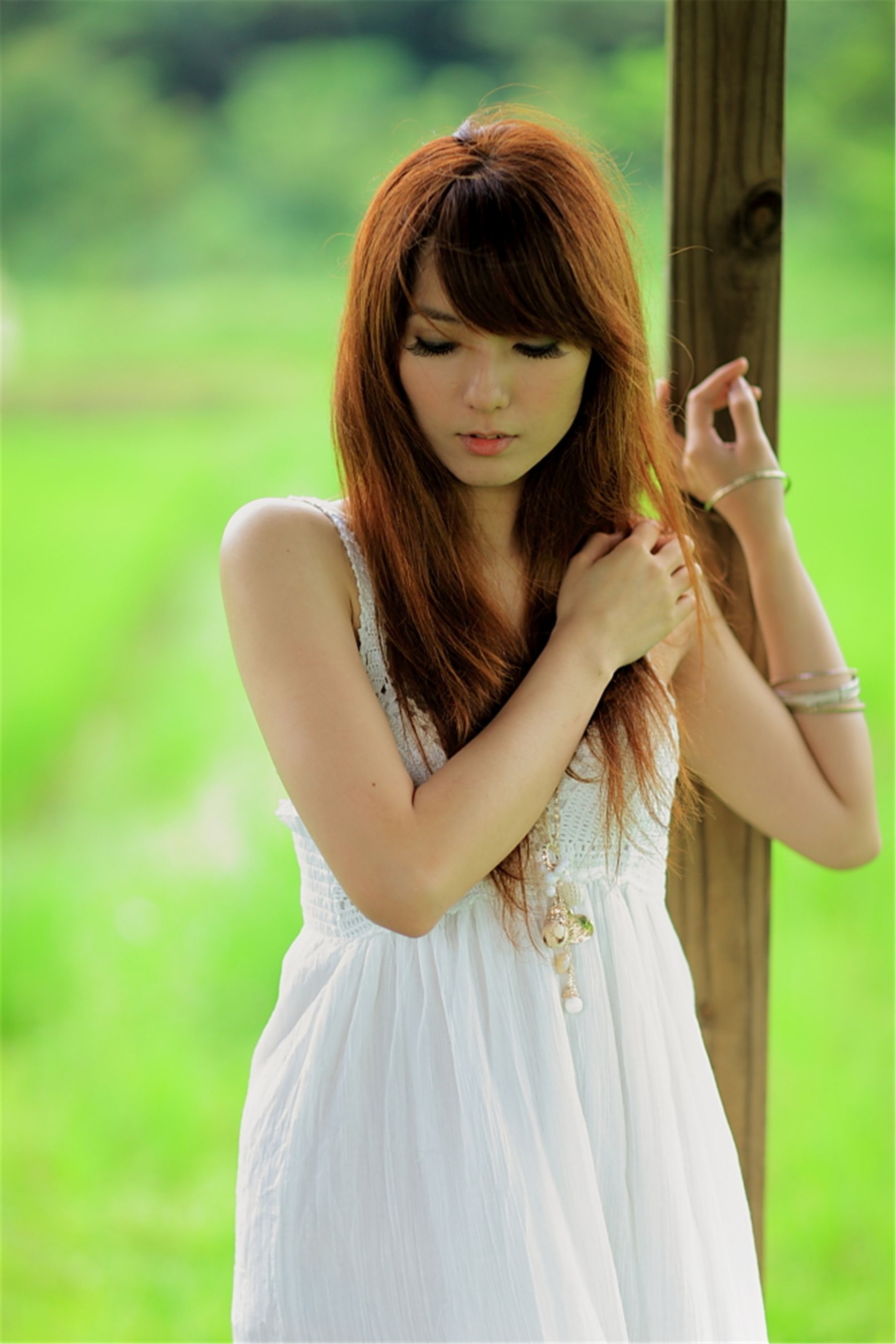 台湾正妹小静《农场初夏田园风光》唯美白裙系列-图34