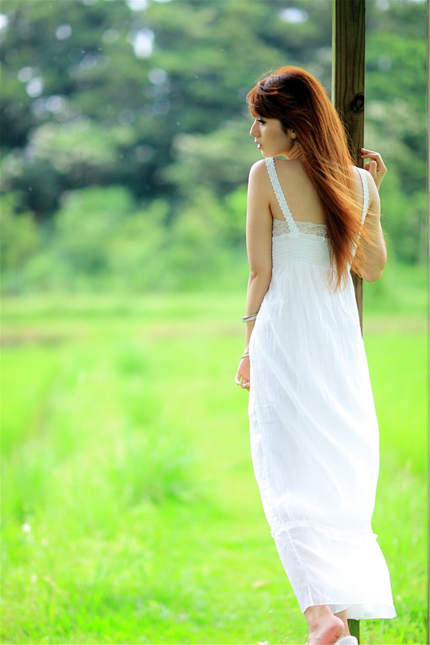 台湾正妹小静《农场初夏田园风光》唯美白裙系列-图37