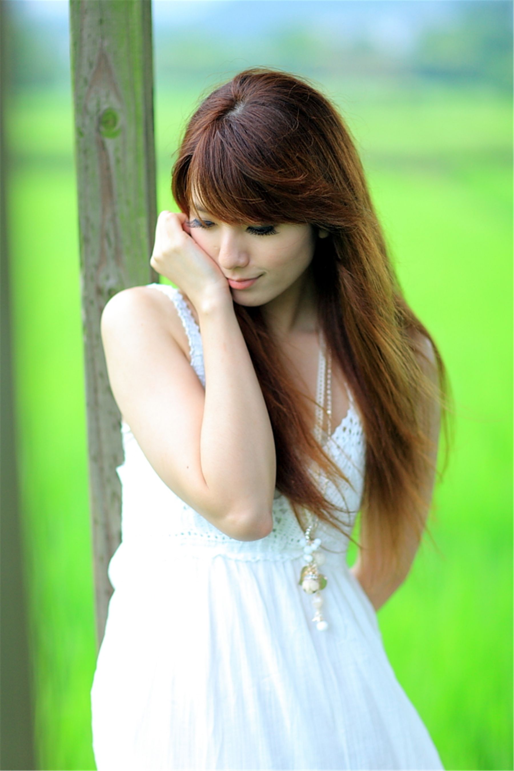 台湾正妹小静《农场初夏田园风光》唯美白裙系列-图41