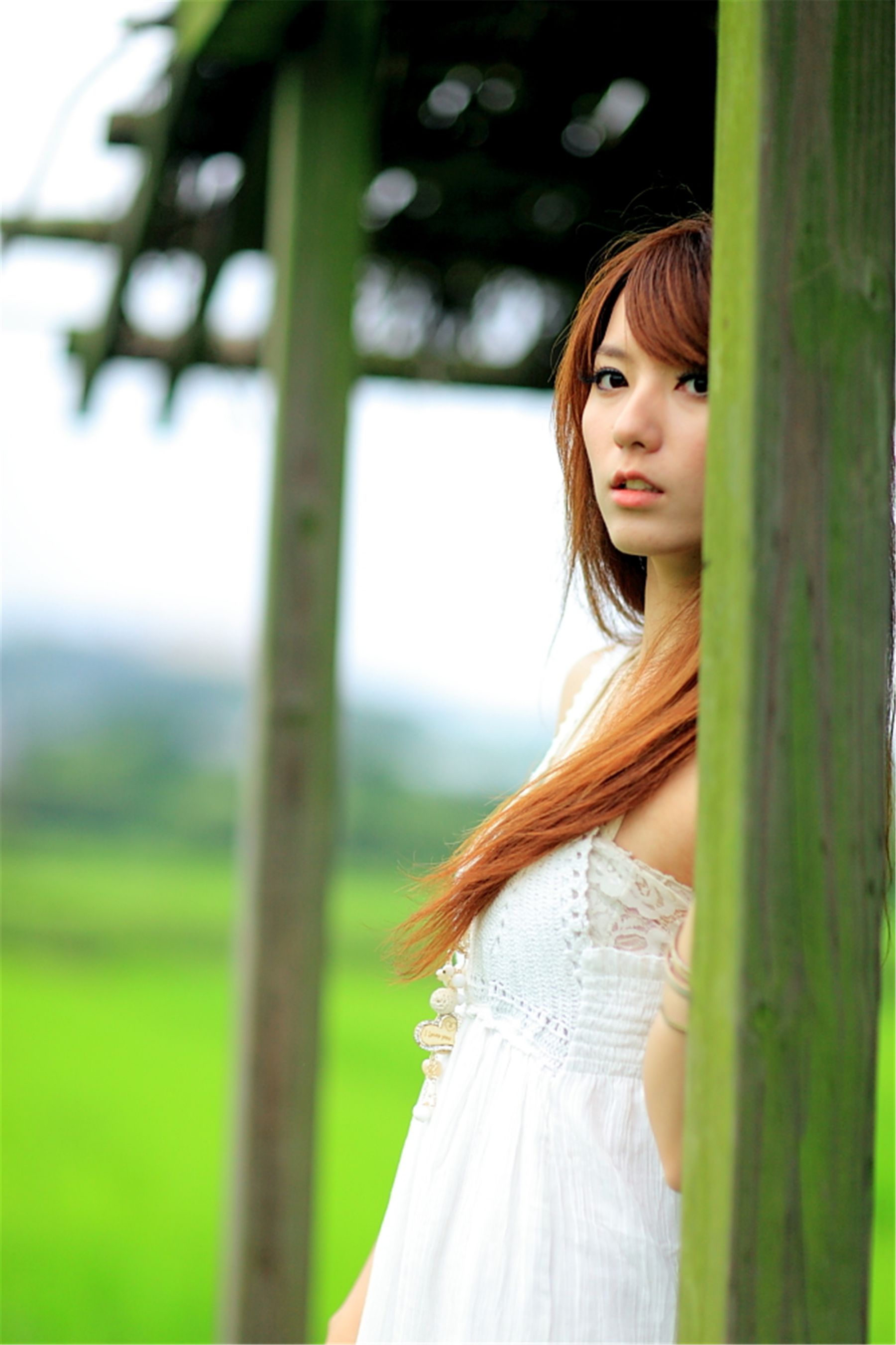 台湾正妹小静《农场初夏田园风光》唯美白裙系列-图44