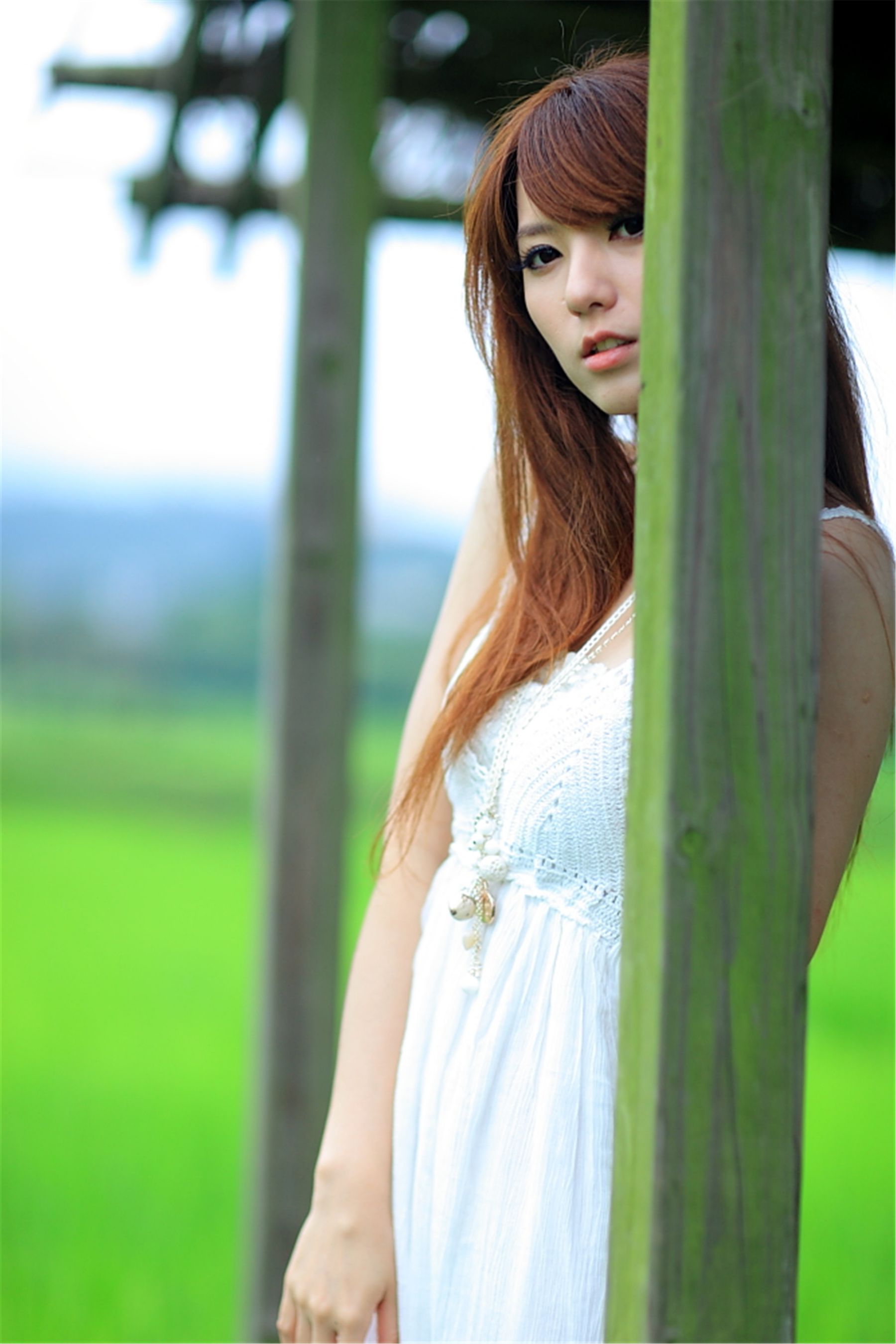 台湾正妹小静《农场初夏田园风光》唯美白裙系列-图45
