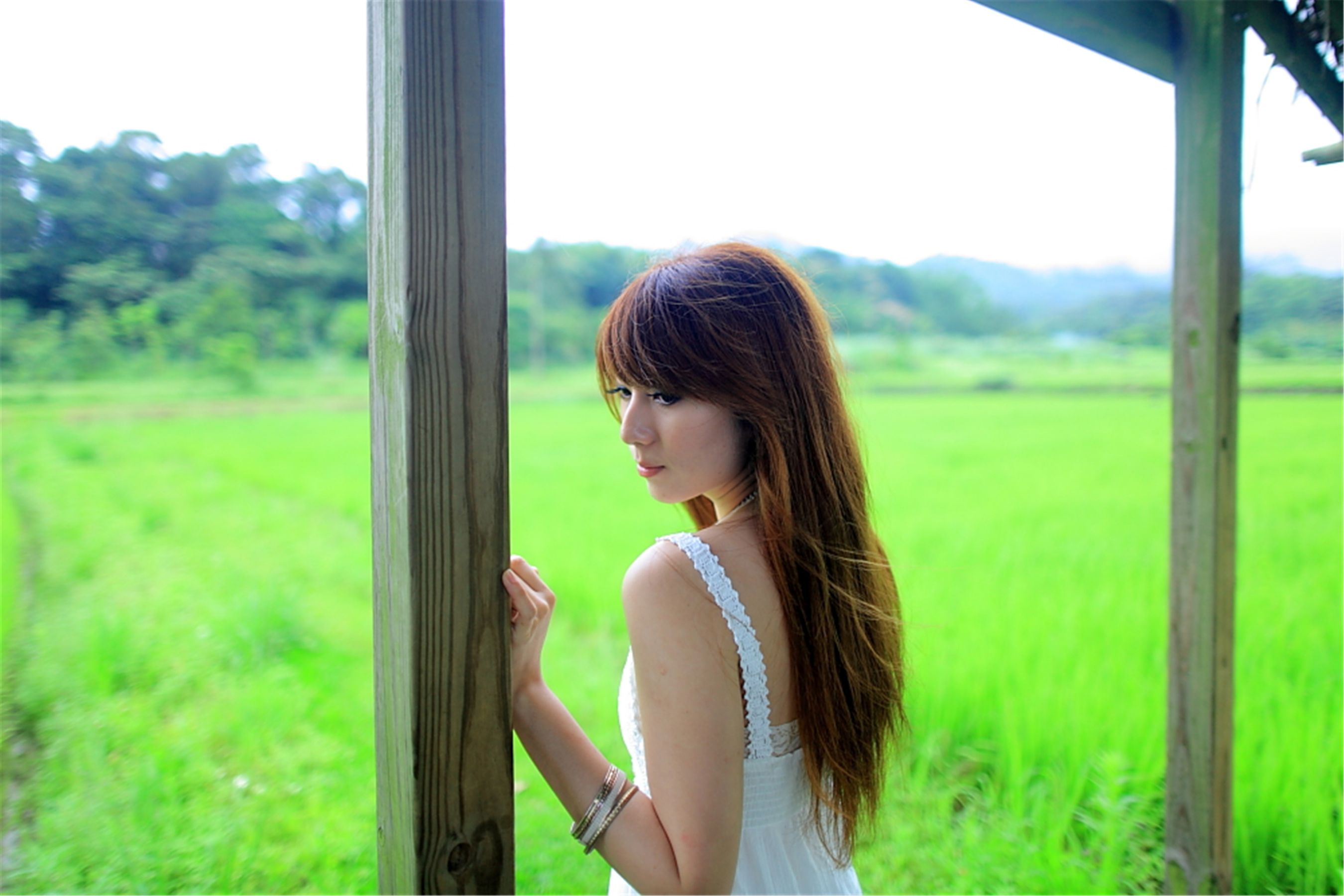 台湾正妹小静《农场初夏田园风光》唯美白裙系列-图46