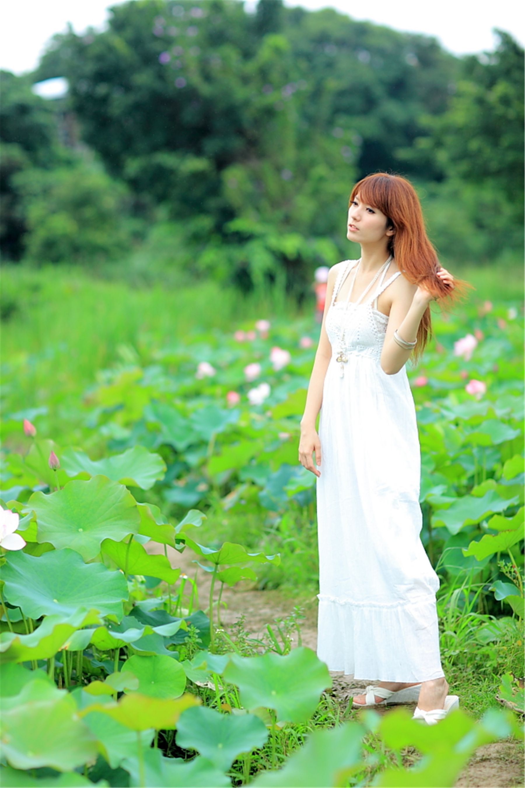 台湾正妹小静《农场初夏田园风光》唯美白裙系列-图75