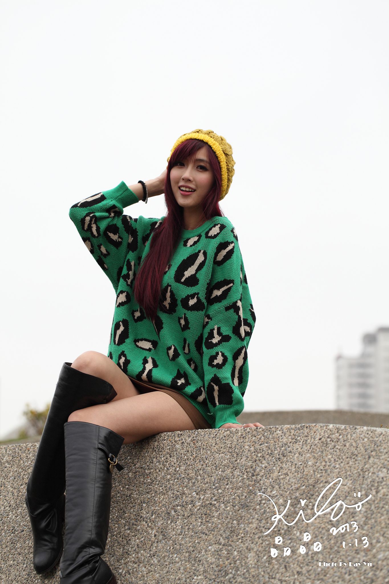 台湾模特廖挺伶/Kila晶晶《绿色长衣+长靴》街拍-图11