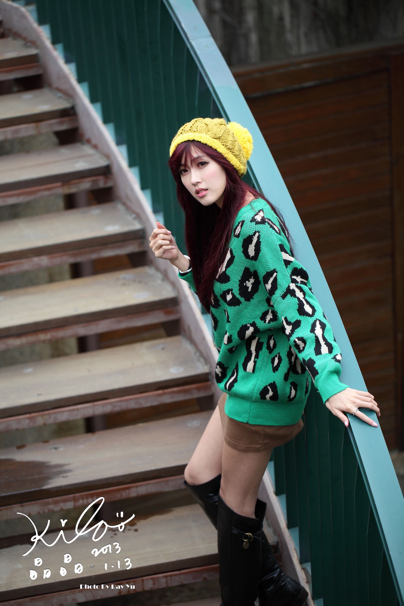 台湾模特廖挺伶/Kila晶晶《绿色长衣+长靴》街拍-图30