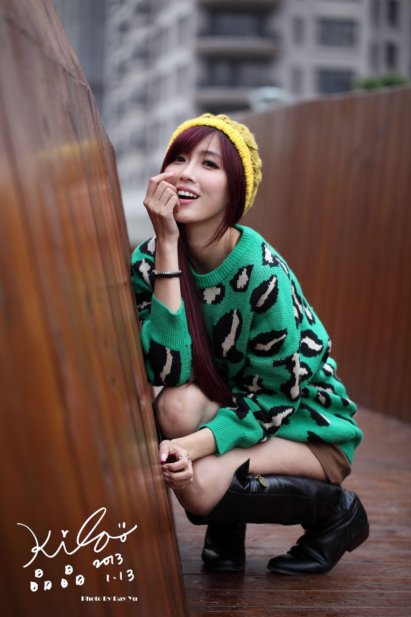 台湾模特廖挺伶/Kila晶晶《绿色长衣+长靴》街拍-图32