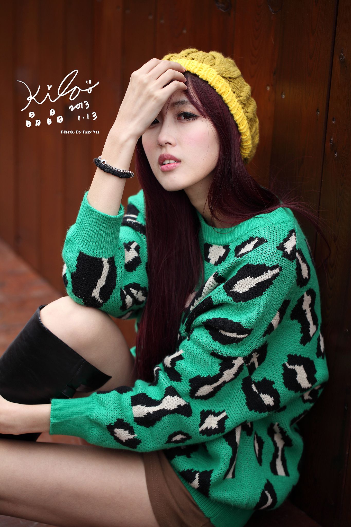 台湾模特廖挺伶/Kila晶晶《绿色长衣+长靴》街拍-图37