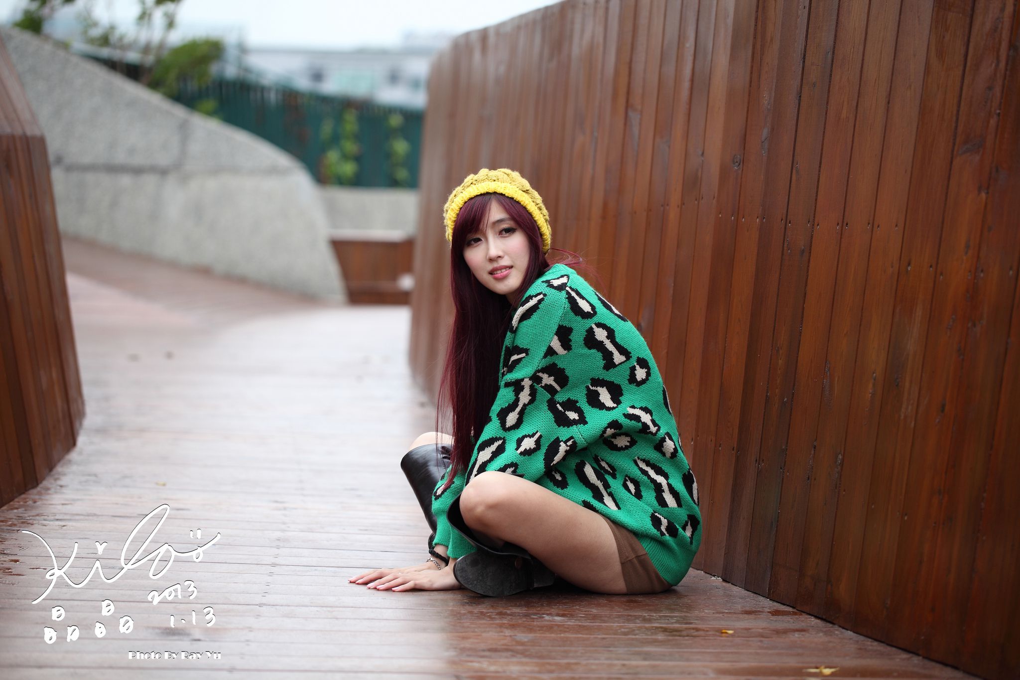 台湾模特廖挺伶/Kila晶晶《绿色长衣+长靴》街拍-图42