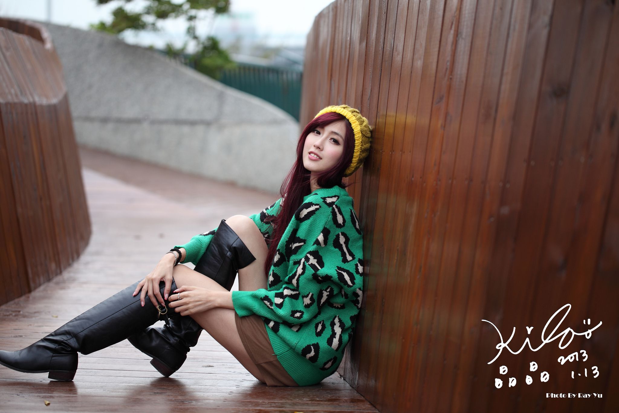 台湾模特廖挺伶/Kila晶晶《绿色长衣+长靴》街拍-图49