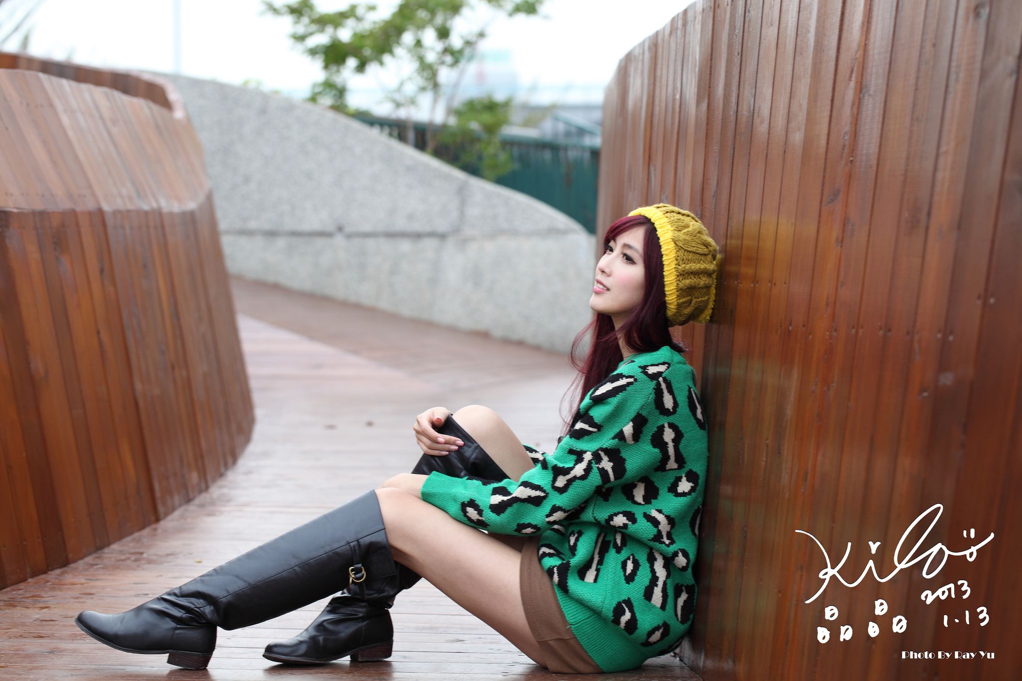 台湾模特廖挺伶/Kila晶晶《绿色长衣+长靴》街拍-图50