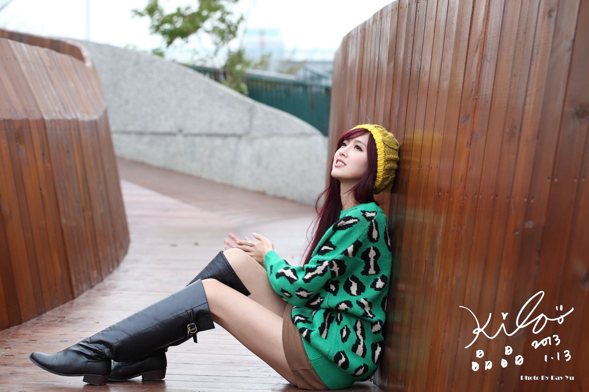台湾模特廖挺伶/Kila晶晶《绿色长衣+长靴》街拍-图51