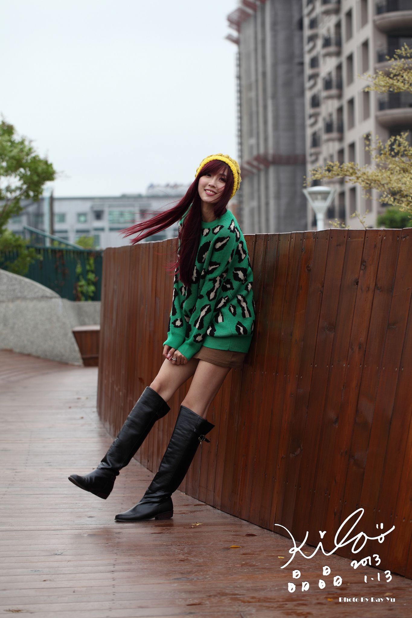台湾模特廖挺伶/Kila晶晶《绿色长衣+长靴》街拍-图53