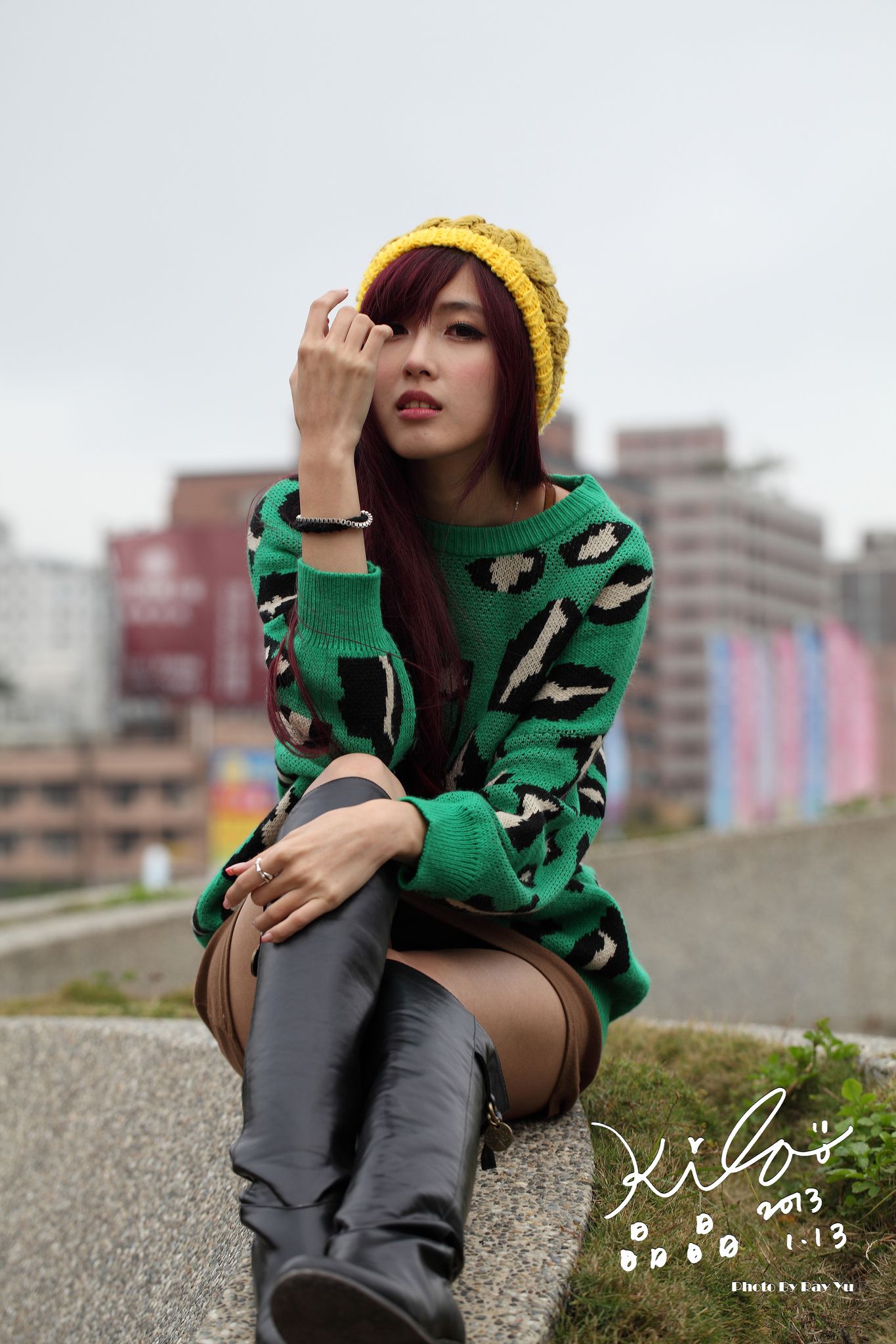 台湾模特廖挺伶/Kila晶晶《绿色长衣+长靴》街拍-图54