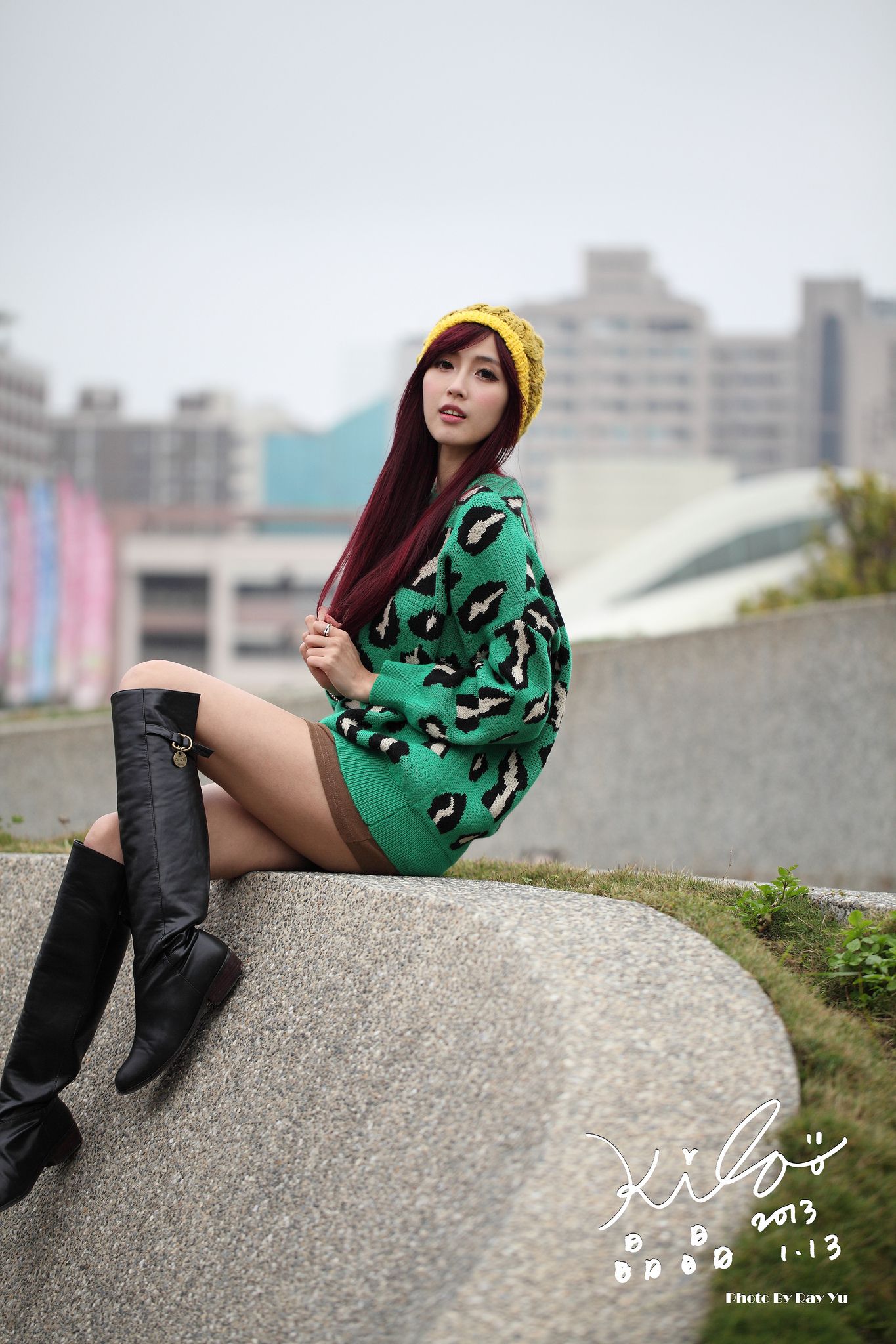 台湾模特廖挺伶/Kila晶晶《绿色长衣+长靴》街拍-图63