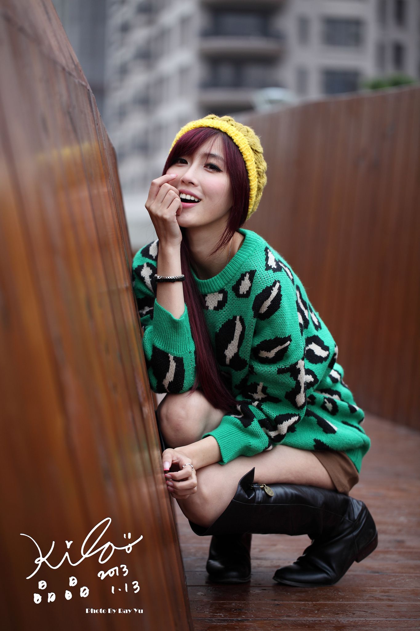 台湾模特廖挺伶/Kila晶晶《绿色长衣+长靴》街拍-图67