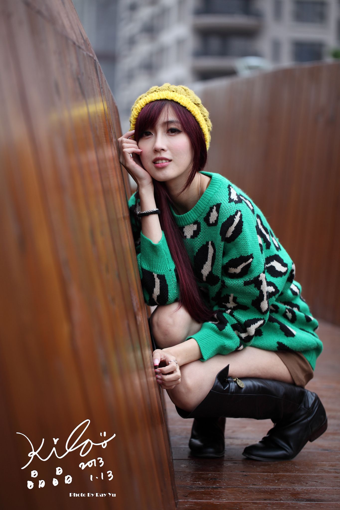 台湾模特廖挺伶/Kila晶晶《绿色长衣+长靴》街拍-图68