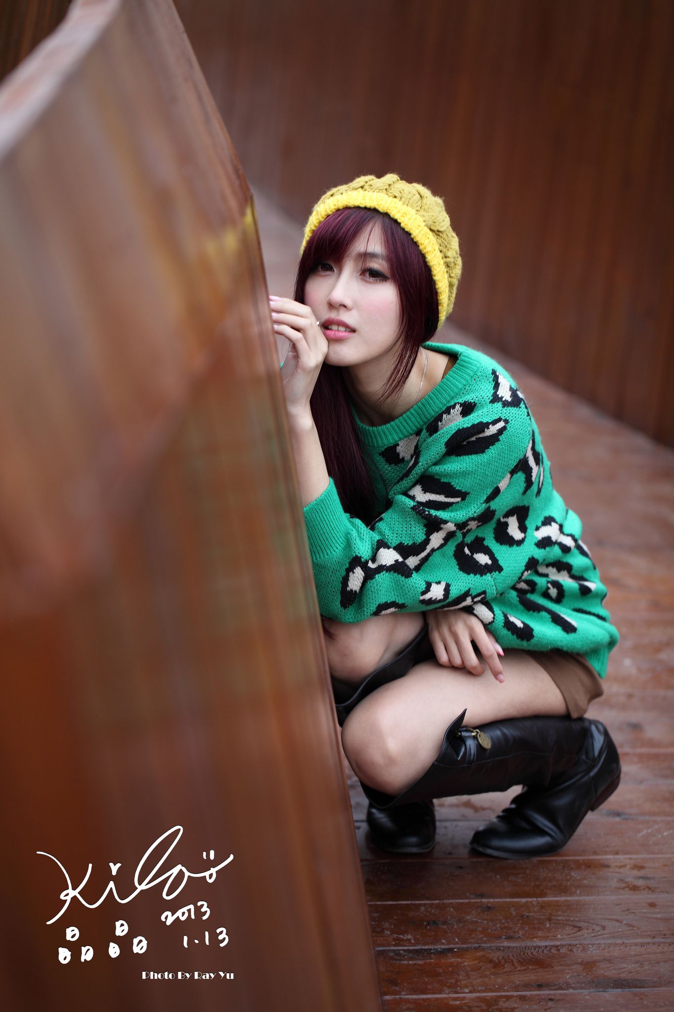 台湾模特廖挺伶/Kila晶晶《绿色长衣+长靴》街拍-图69