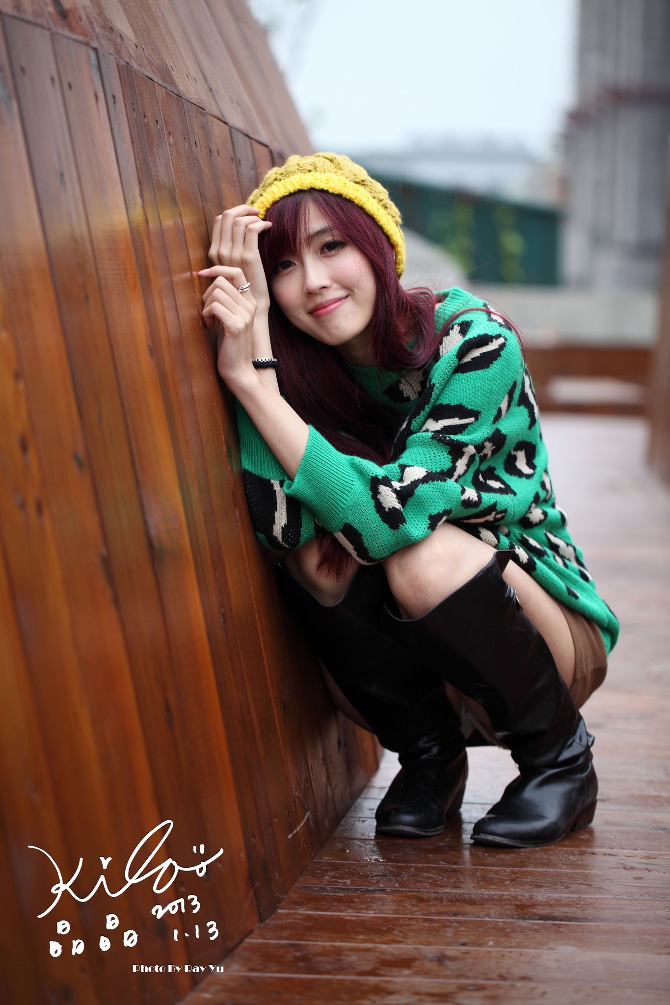 台湾模特廖挺伶/Kila晶晶《绿色长衣+长靴》街拍-图71