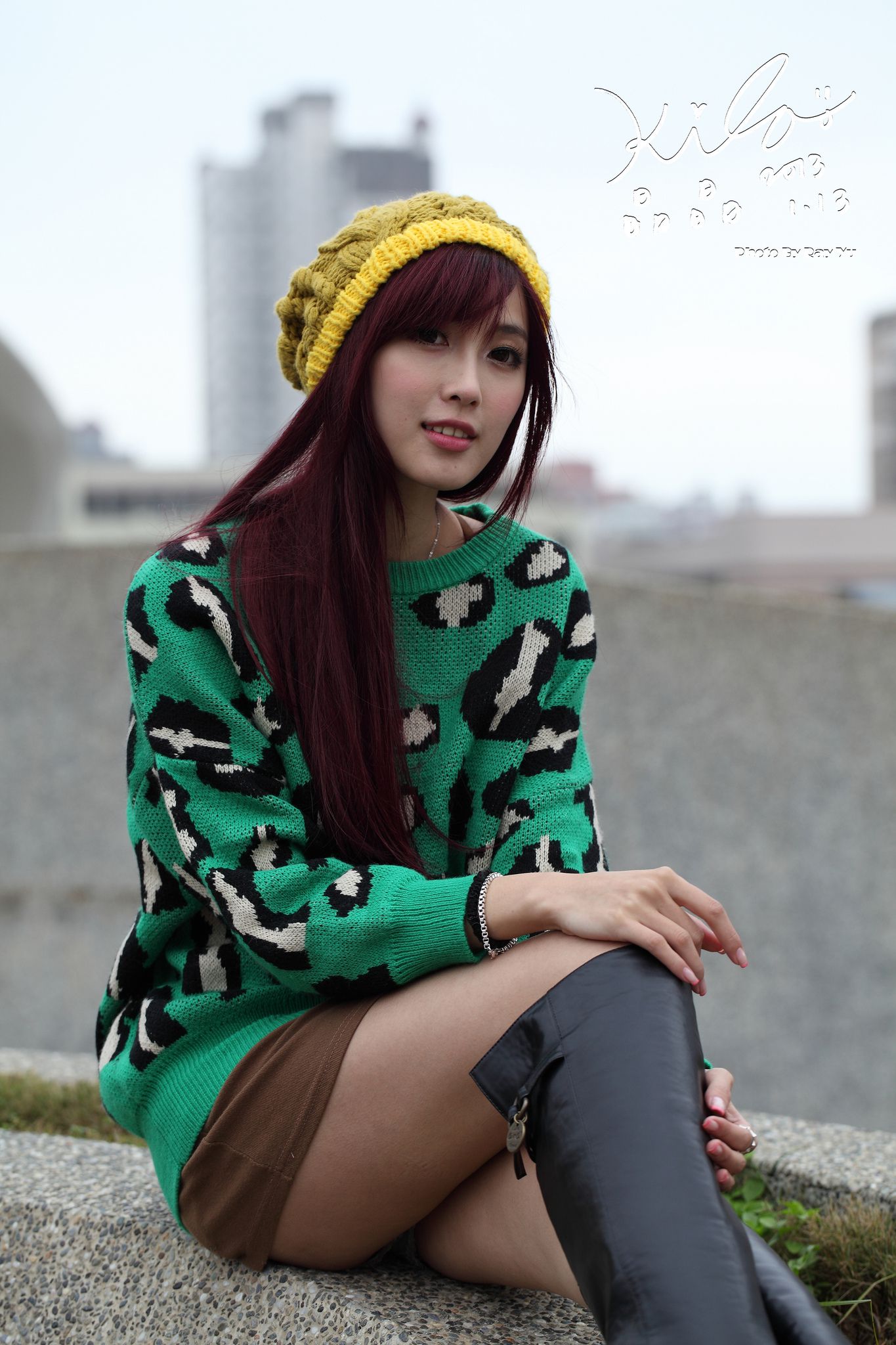 台湾模特廖挺伶/Kila晶晶《绿色长衣+长靴》街拍-图8