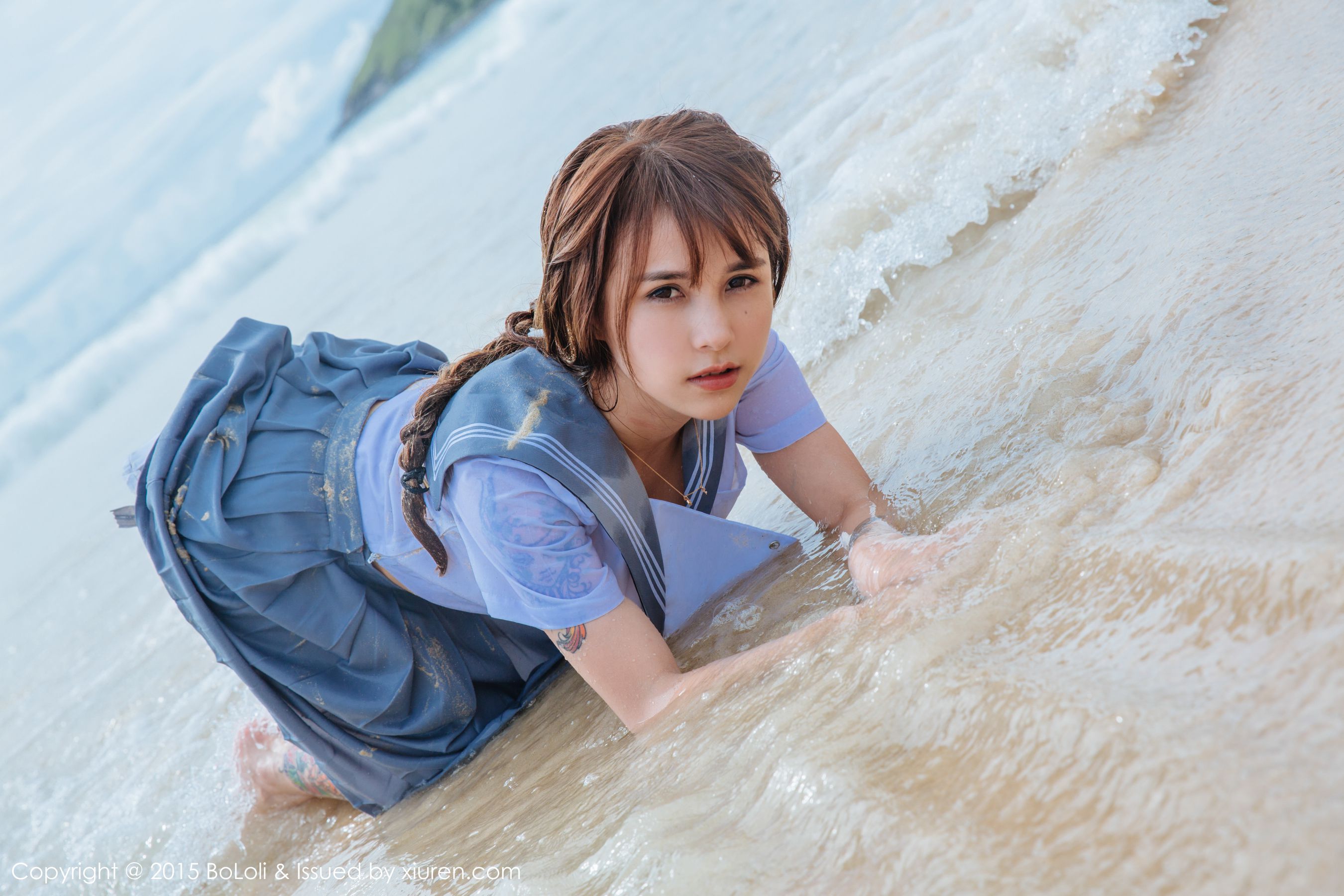 夏美酱《普吉岛旅拍》性感厨娘+海边水手装  Vol.077 写真集-图31
