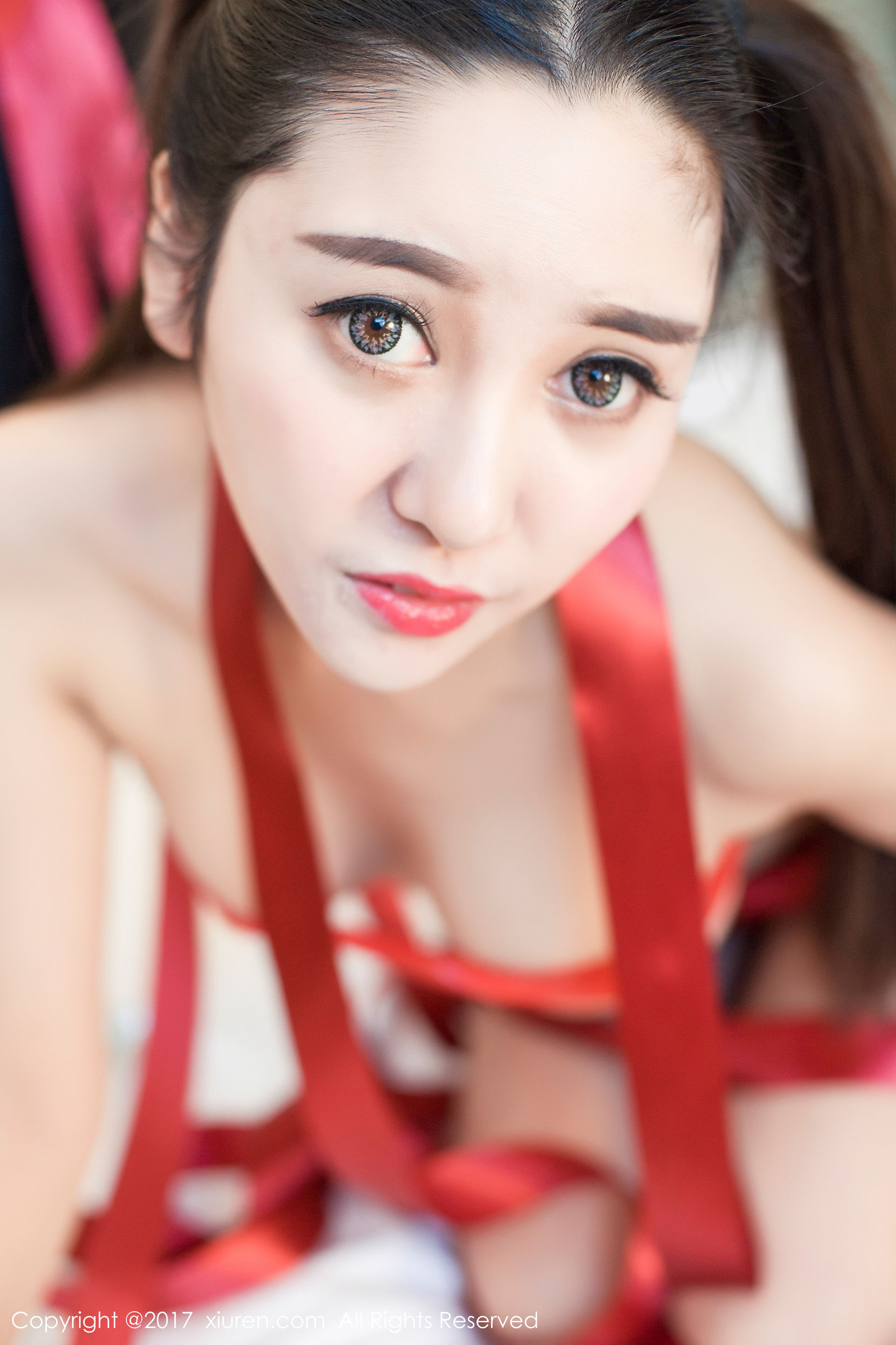 李梓熙《红丝带束缚+开胸透视装》  No.717-图2