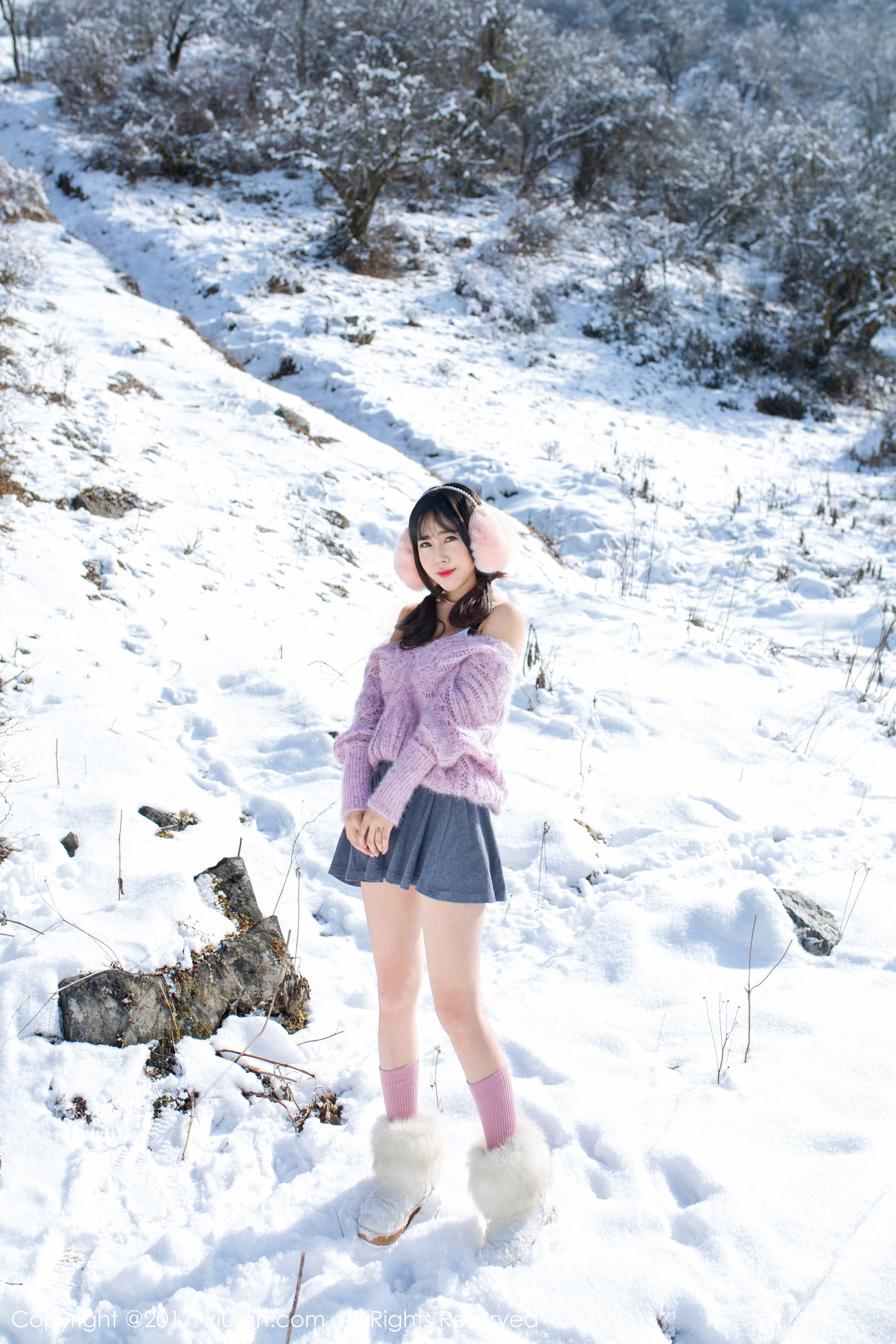 兜豆靓Youlina《冬天雪地人体摄影》  No.720-图11