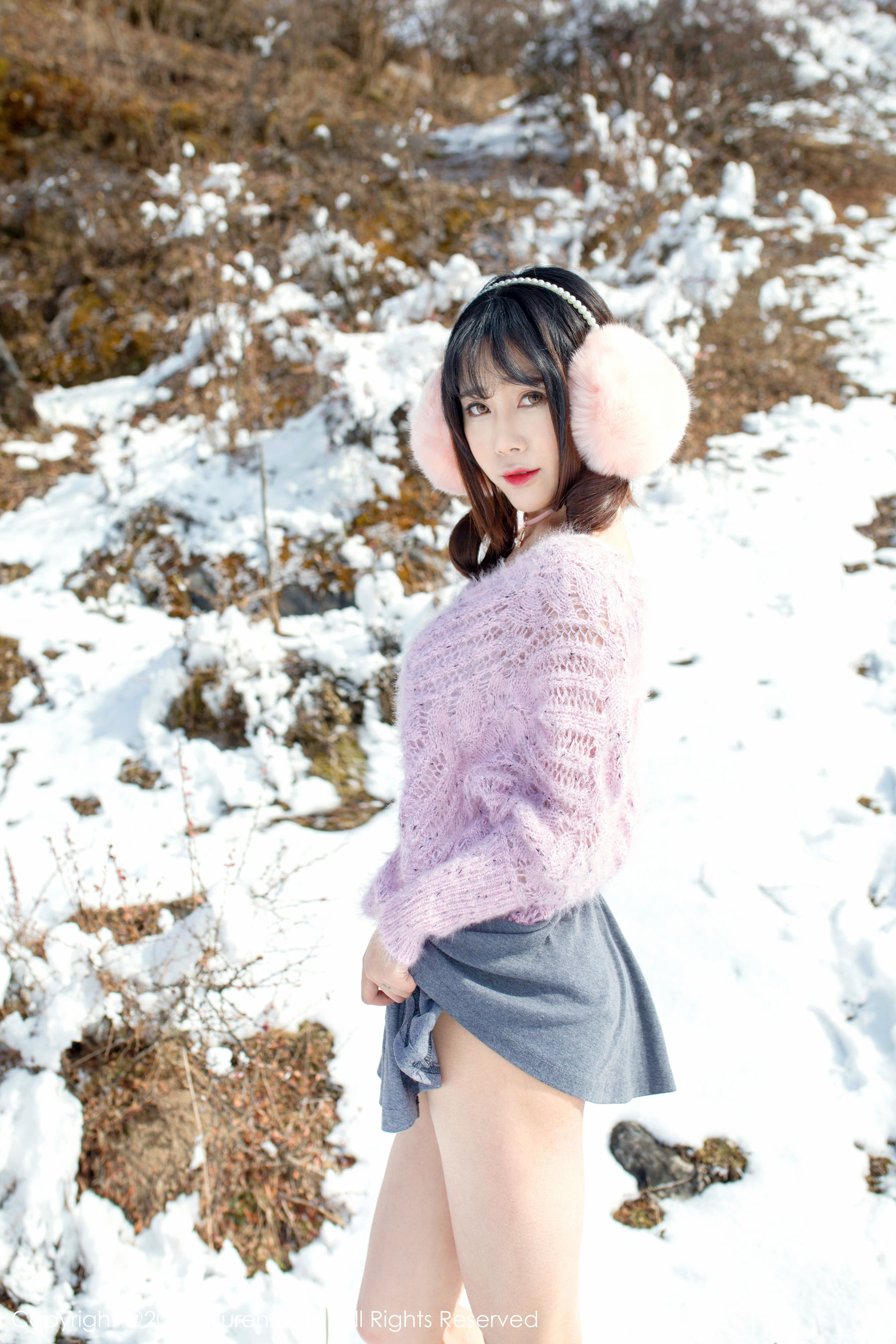 兜豆靓Youlina《冬天雪地人体摄影》  No.720-图12