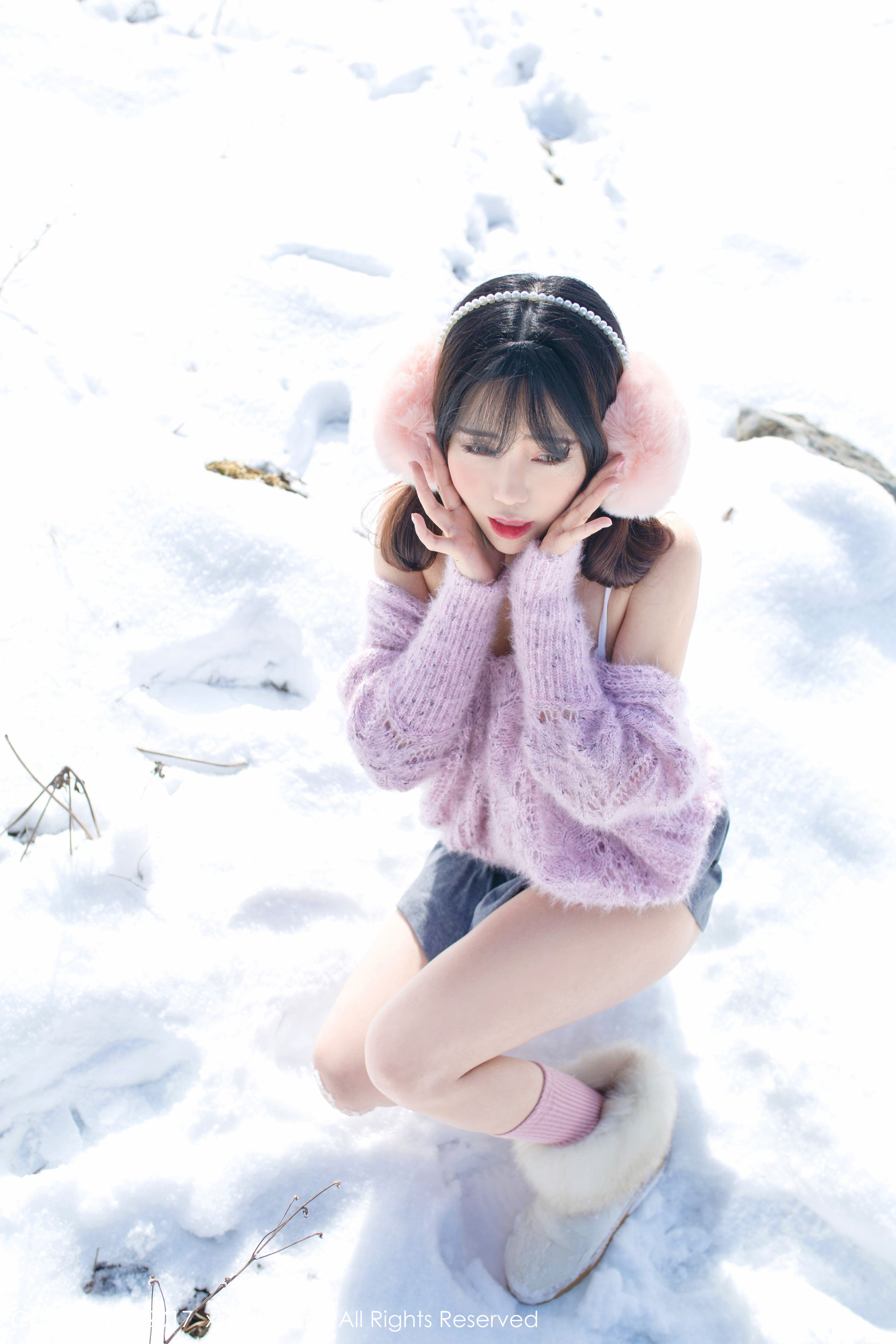 兜豆靓Youlina《冬天雪地人体摄影》  No.720-图2