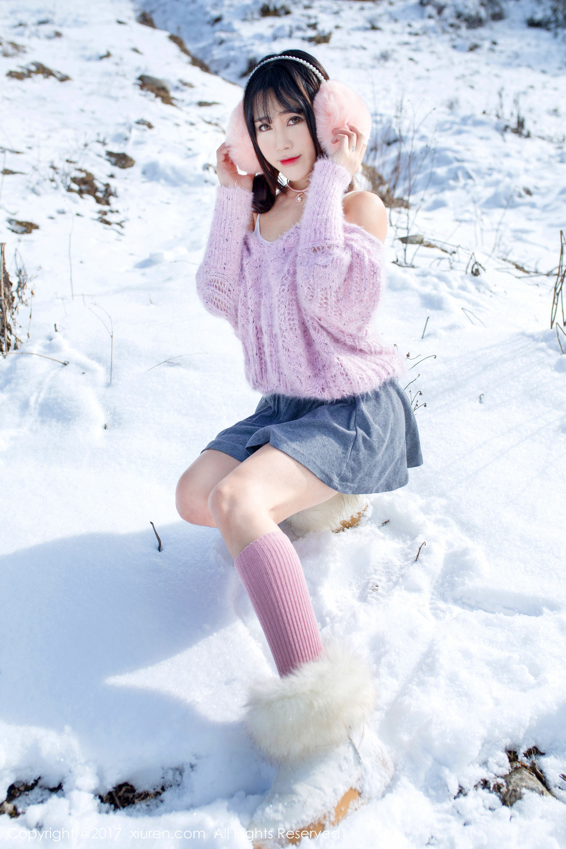 兜豆靓Youlina《冬天雪地人体摄影》  No.720-图7