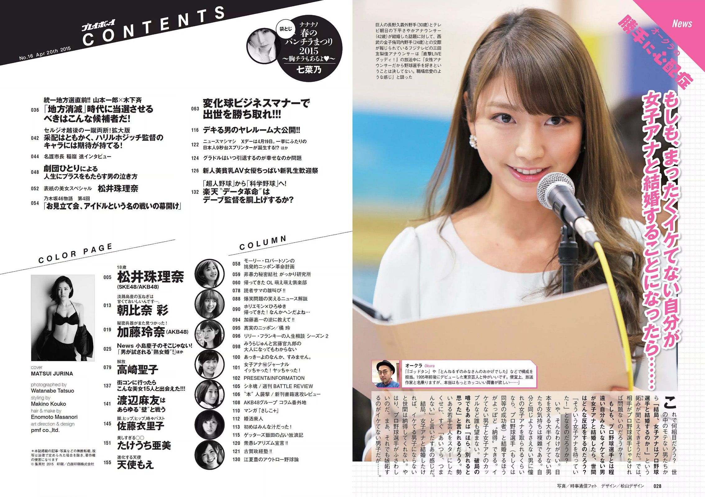 松井珠理奈 朝比奈彩 加藤玲奈 高崎聖子 渡辺麻友 佐藤衣里子 たけうち亜美 天使もえ 七菜乃  2015年No.16 写真杂志-图13