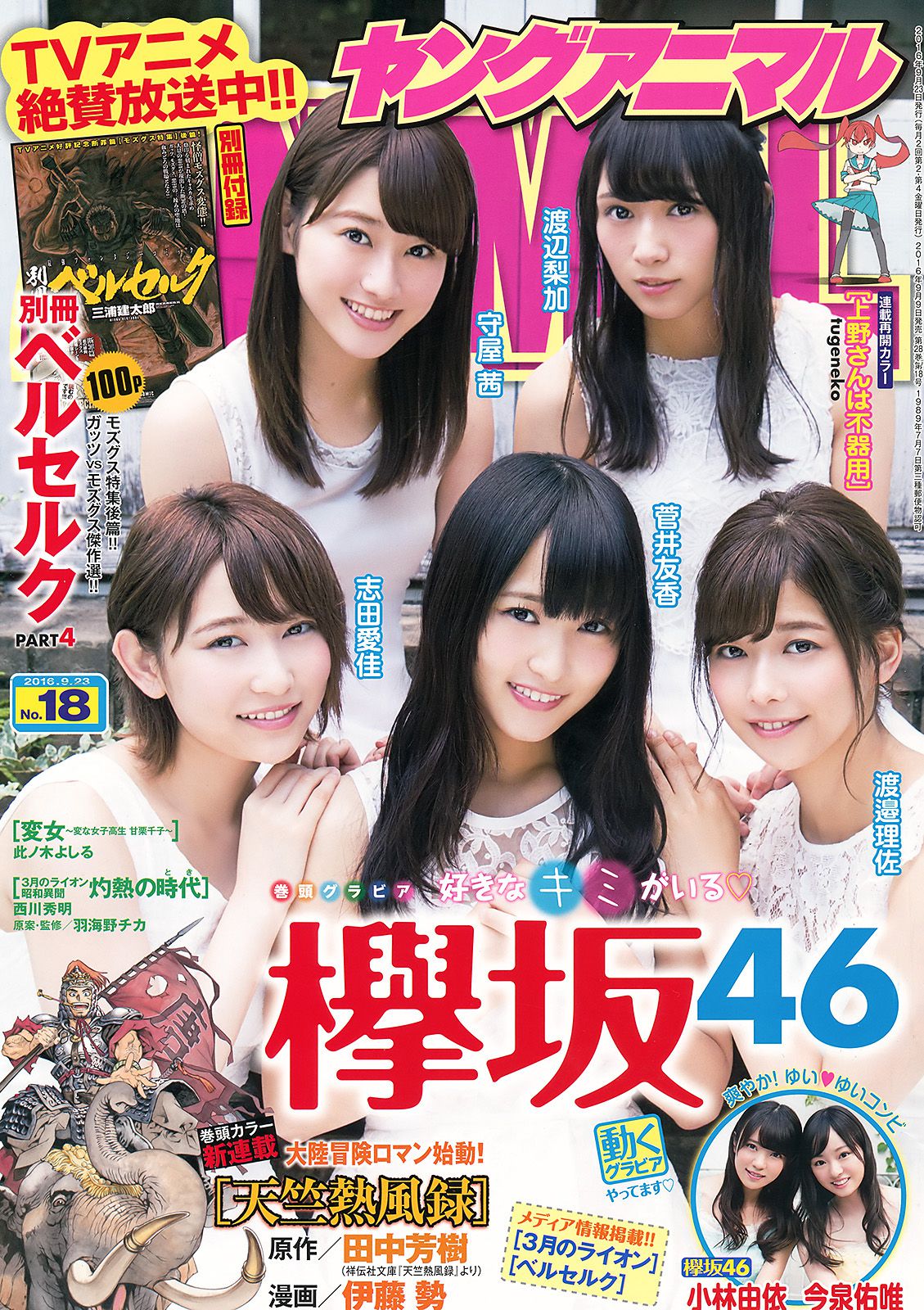 欅坂46 渡辺梨加 渡邉理佐 菅井友香 守屋茜 志田爱佳  2016年No.18 写真杂志-图0