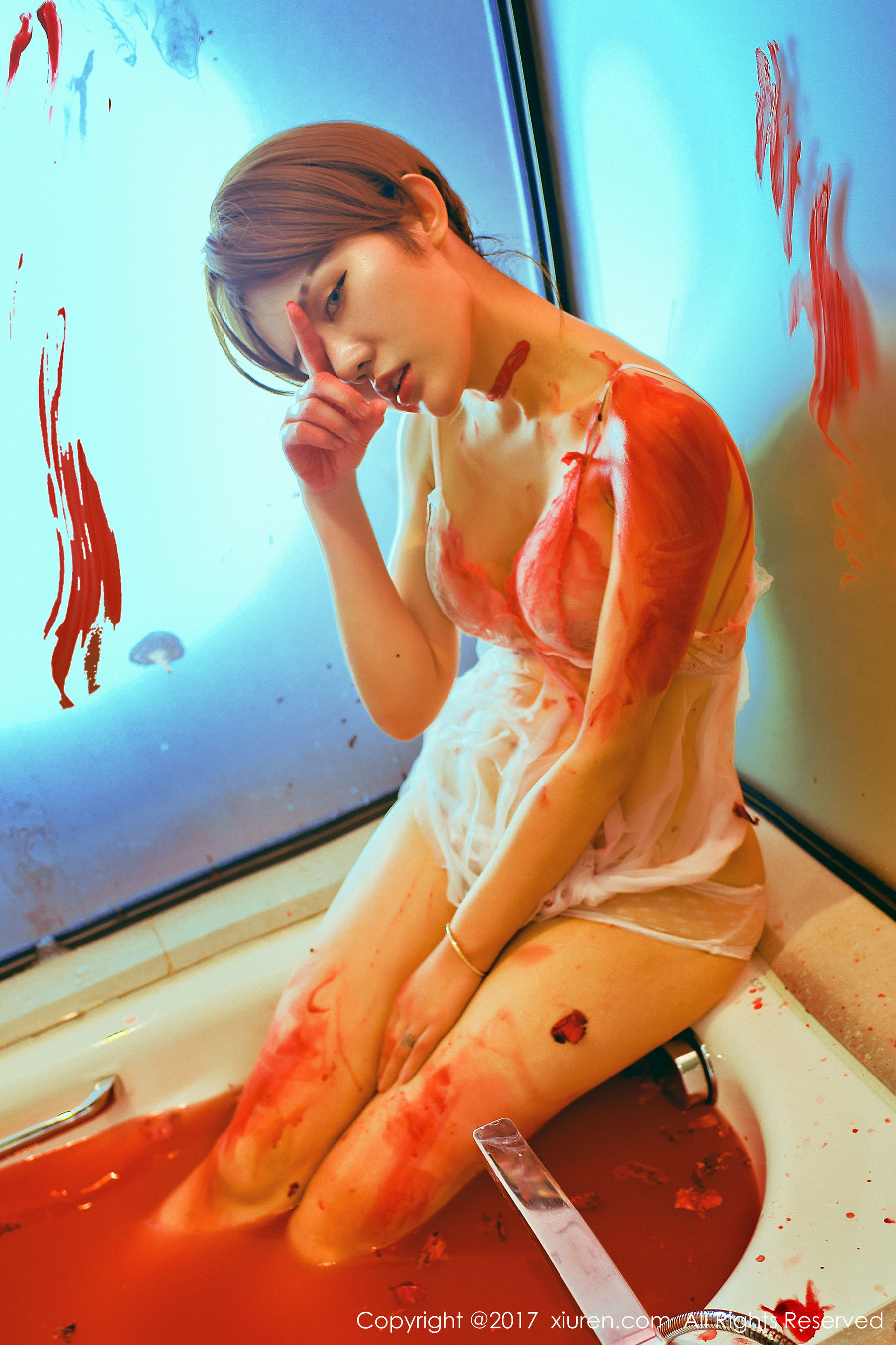 兔子NINA《半裸床单滚和血腥浴缸湿身》  NO.840-图39